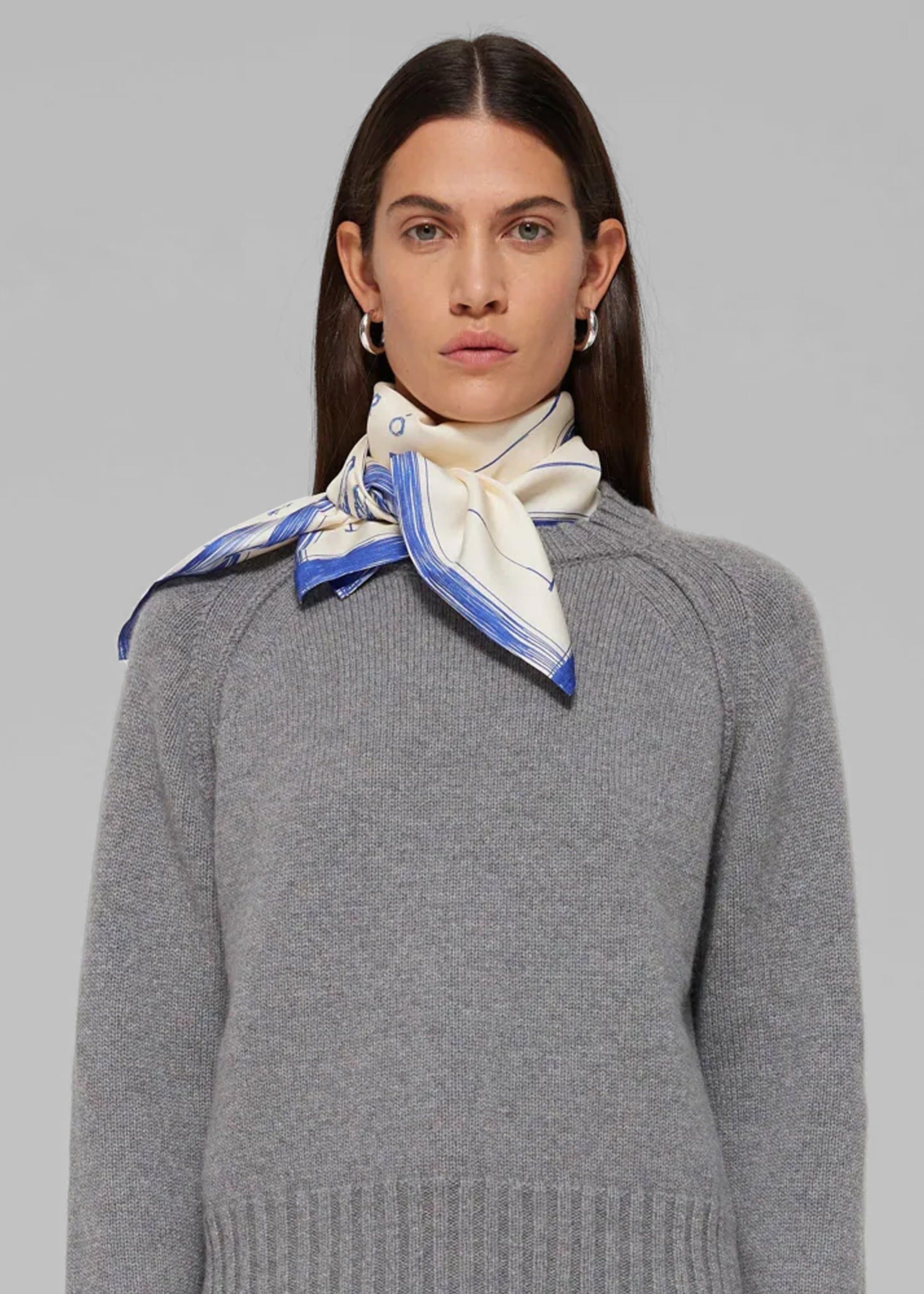 Róhe Silk Ballpoint Horse Scarf - Horse Print Ballpoint Blue sold by Frankie Shop