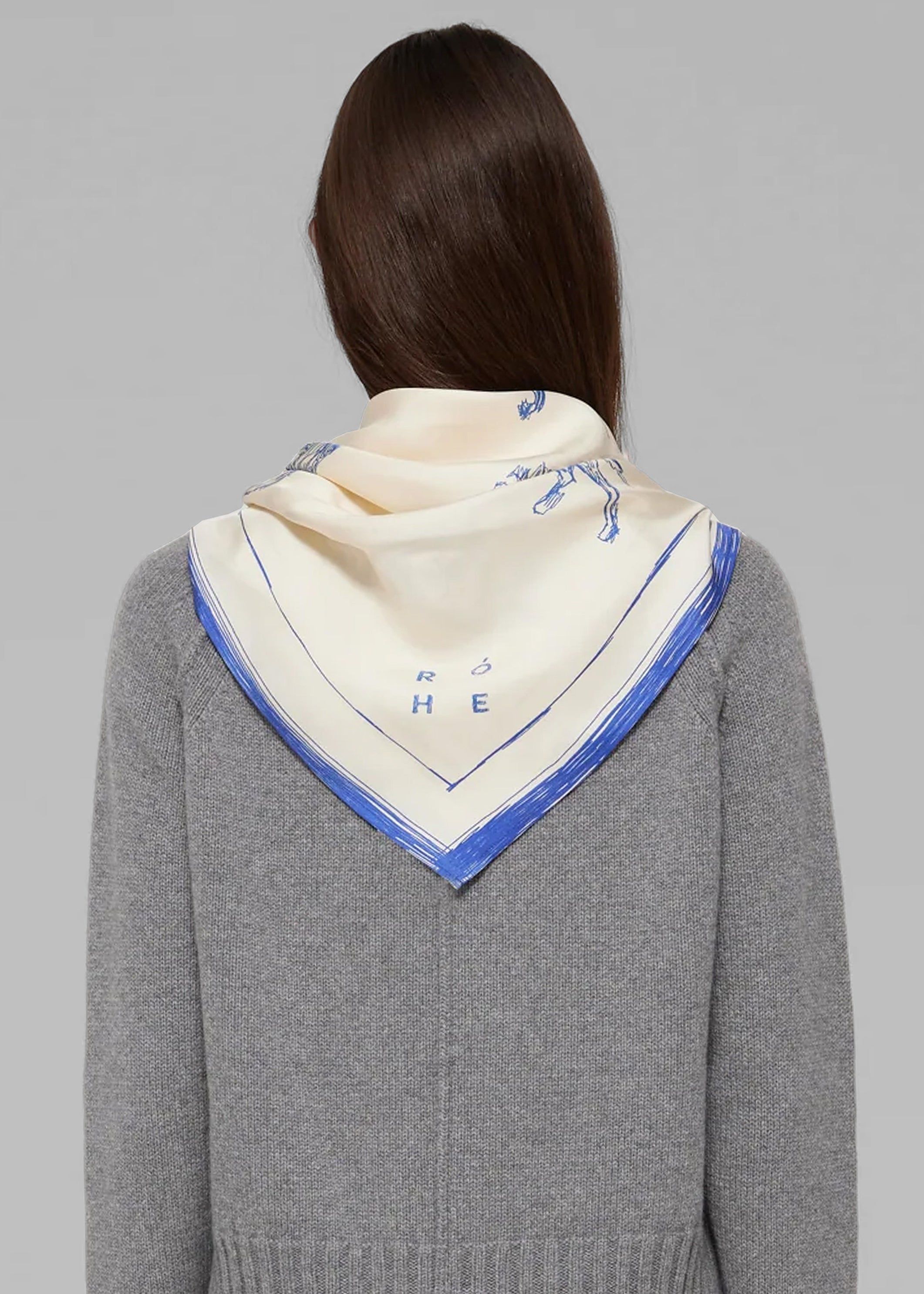 Róhe Silk Ballpoint Horse Scarf - Horse Print Ballpoint Blue sold by Frankie Shop product image thumbnail 2