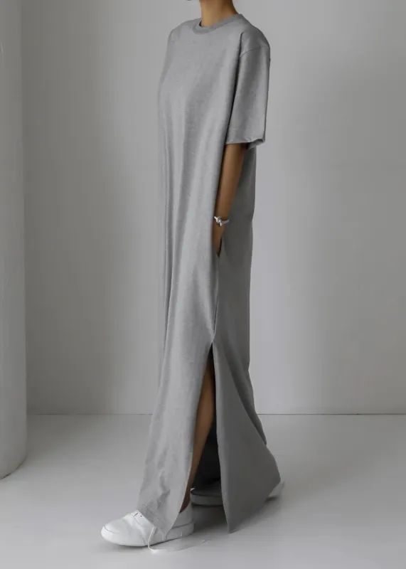 Lou Oversized Tee Dress - Heather Grey sold by Frankie Shop