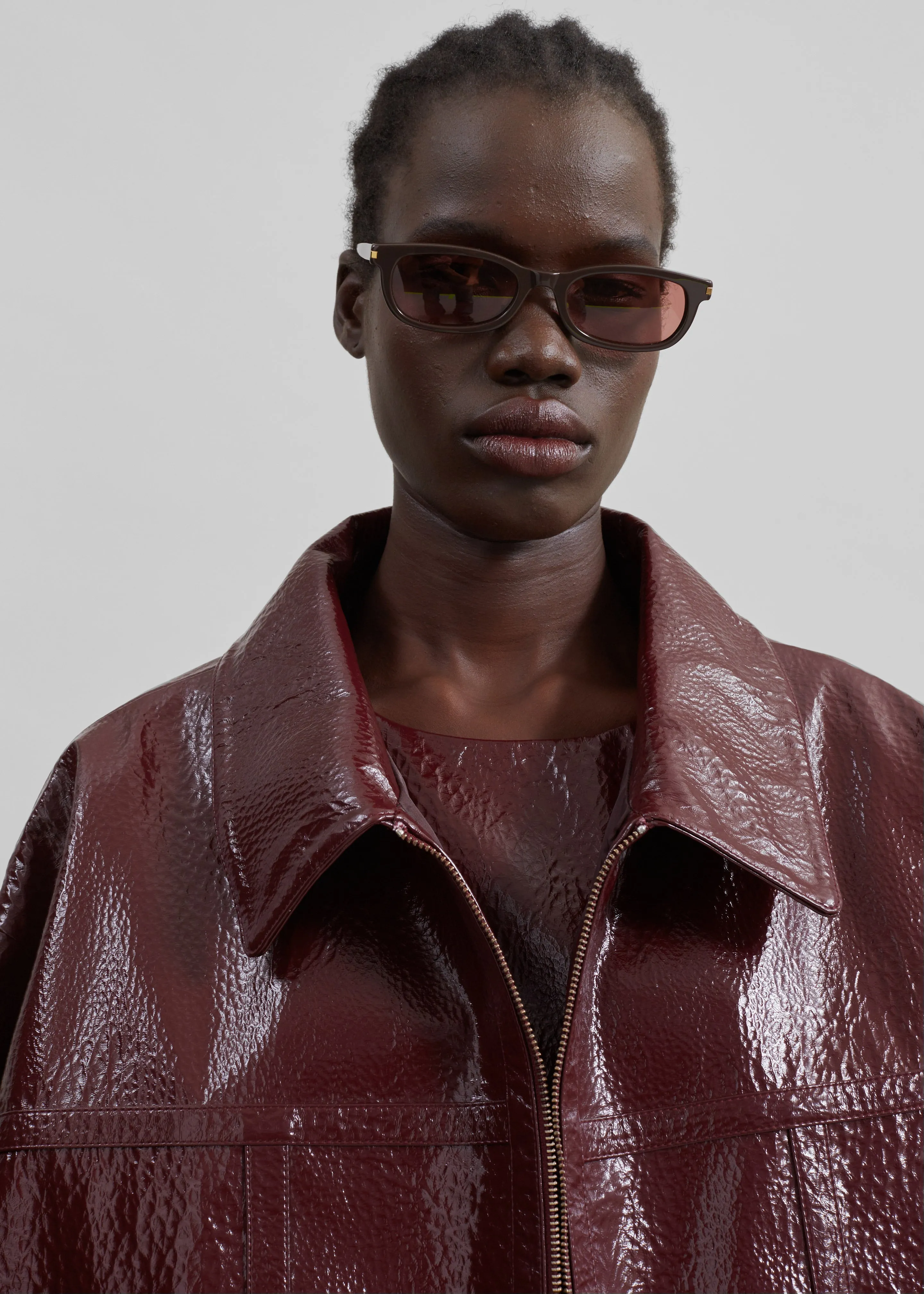 Arbor Crackled Faux Leather Jacket - Burgundy sold by Frankie Shop product image thumbnail 5