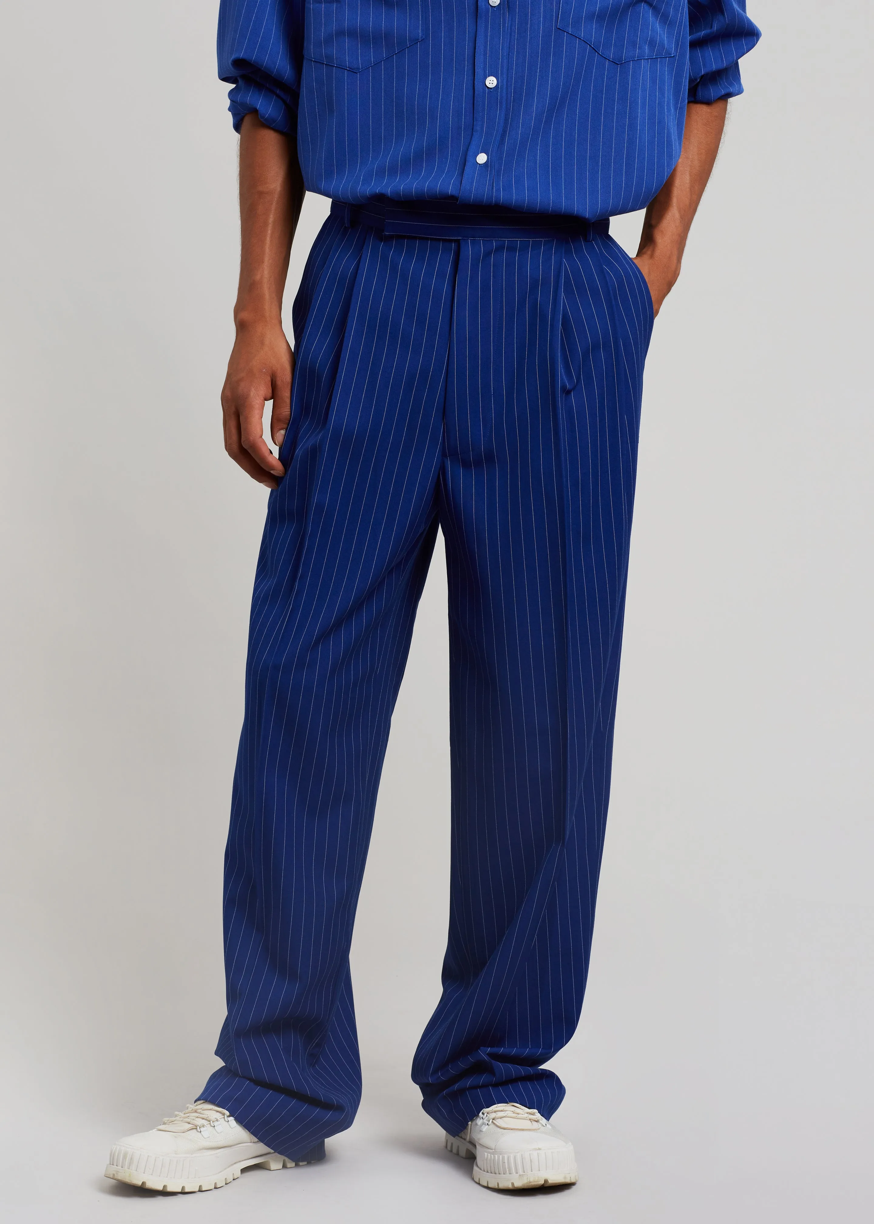 Beo Fluid Stripe Suit Pants - Deep Blue sold by Frankie Shop