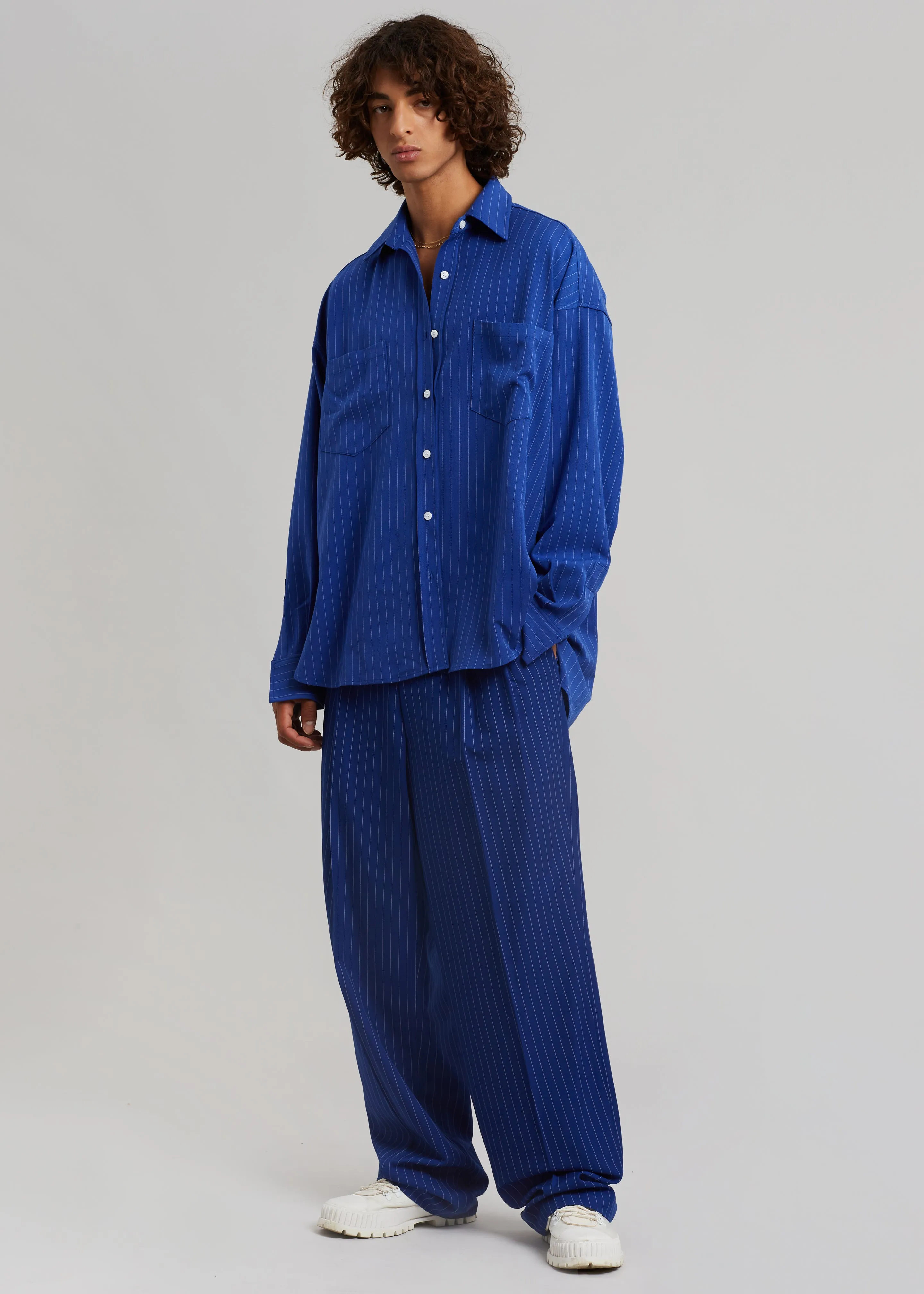 Beo Fluid Stripe Suit Pants - Deep Blue sold by Frankie Shop product image thumbnail 3