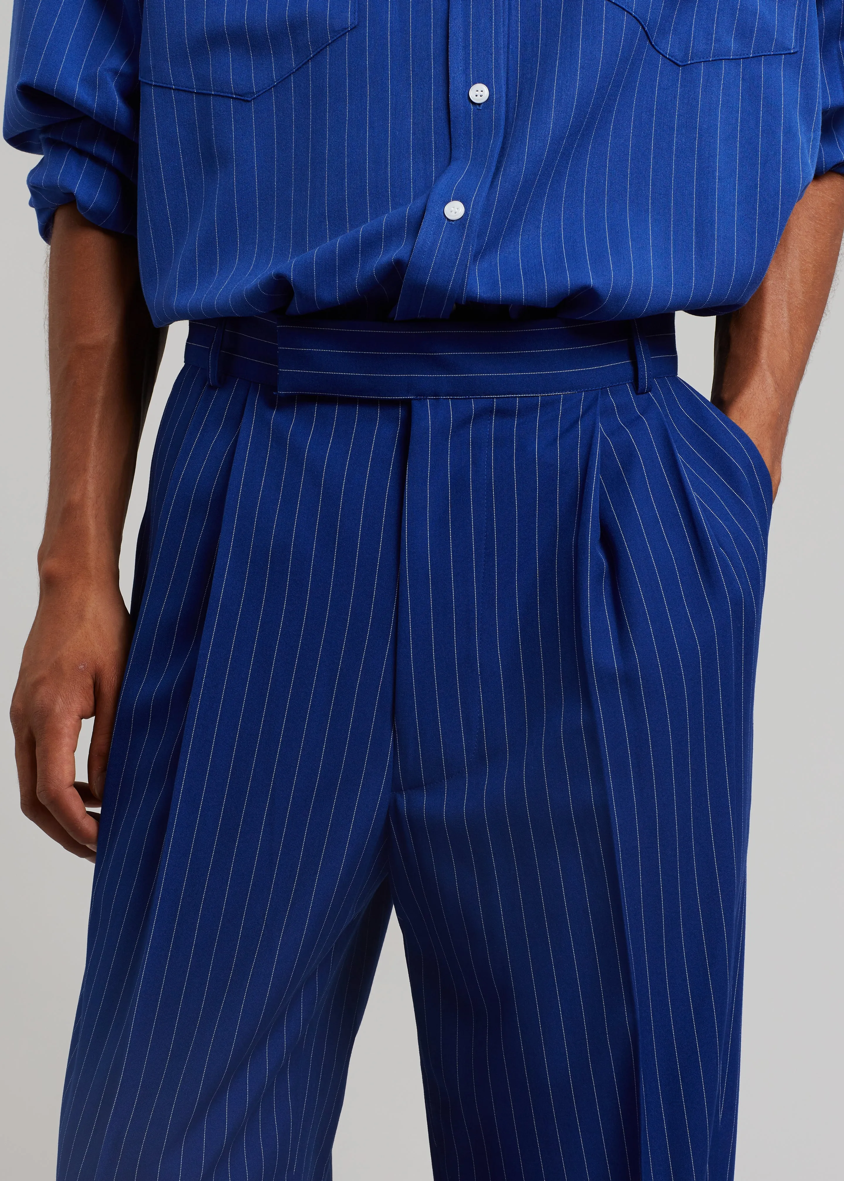 Beo Fluid Stripe Suit Pants - Deep Blue sold by Frankie Shop product image thumbnail 2