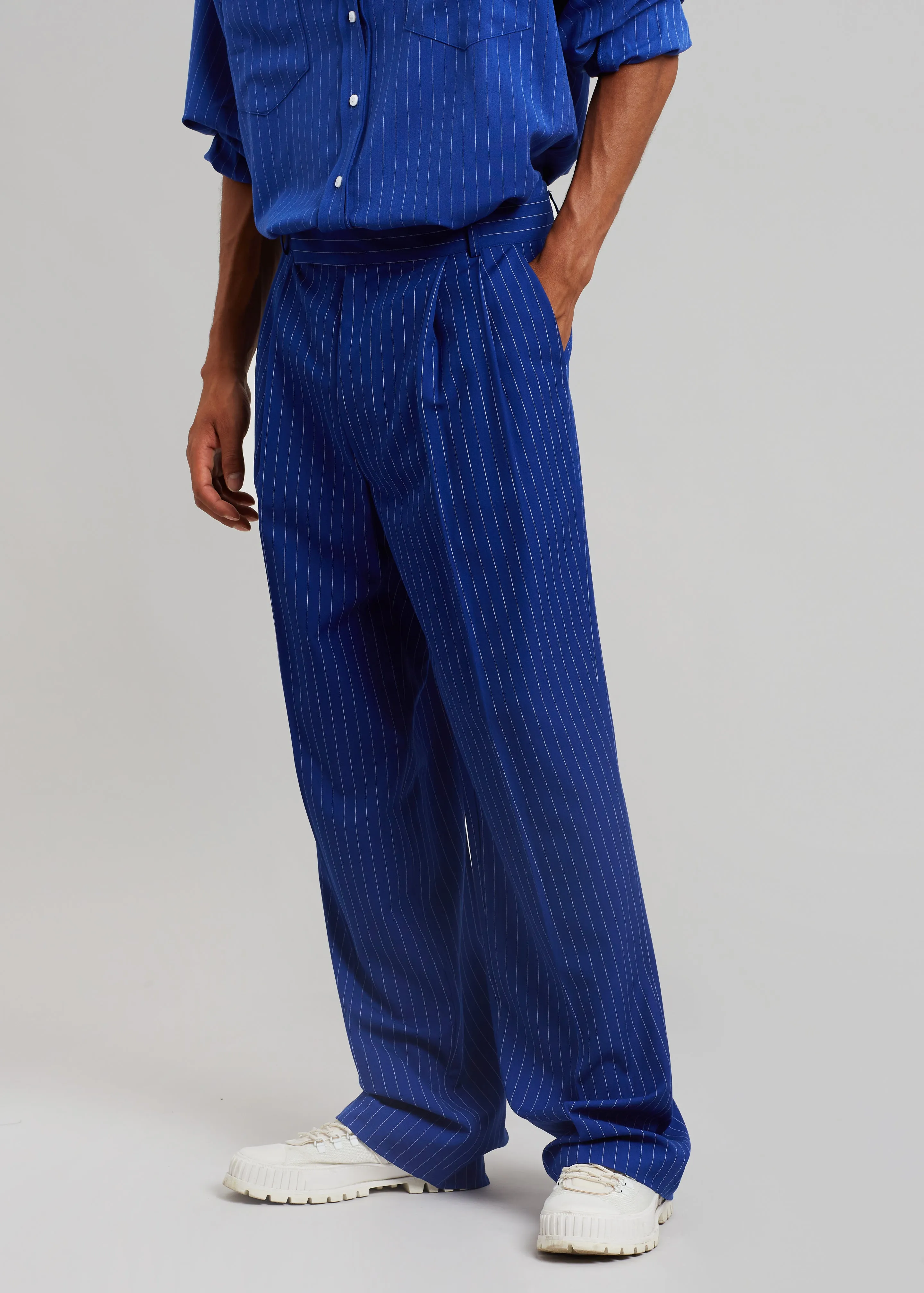 Beo Fluid Stripe Suit Pants - Deep Blue sold by Frankie Shop product image thumbnail 5