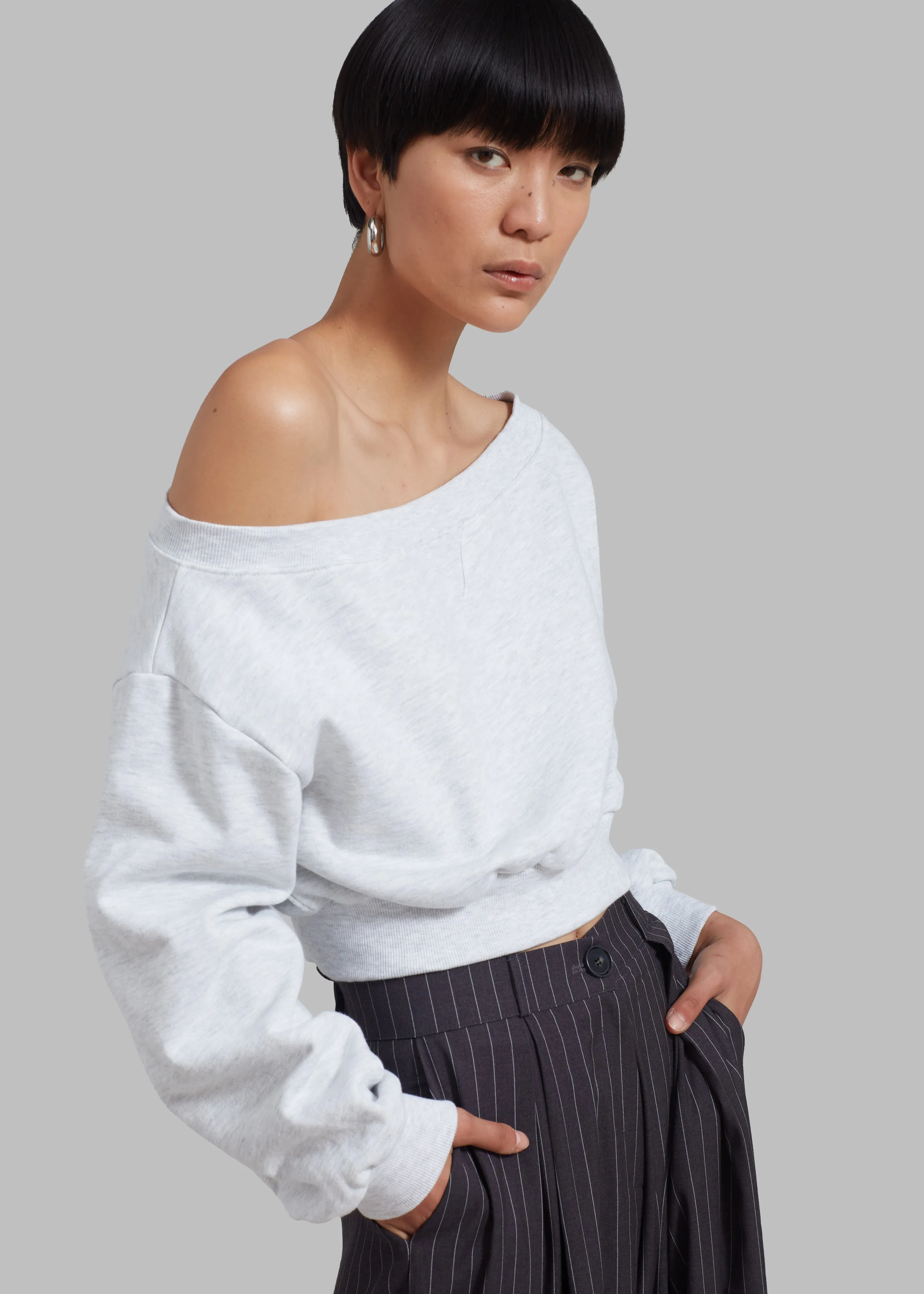 Gine Cropped Sweatshirt - Grey Melange sold by Frankie Shop