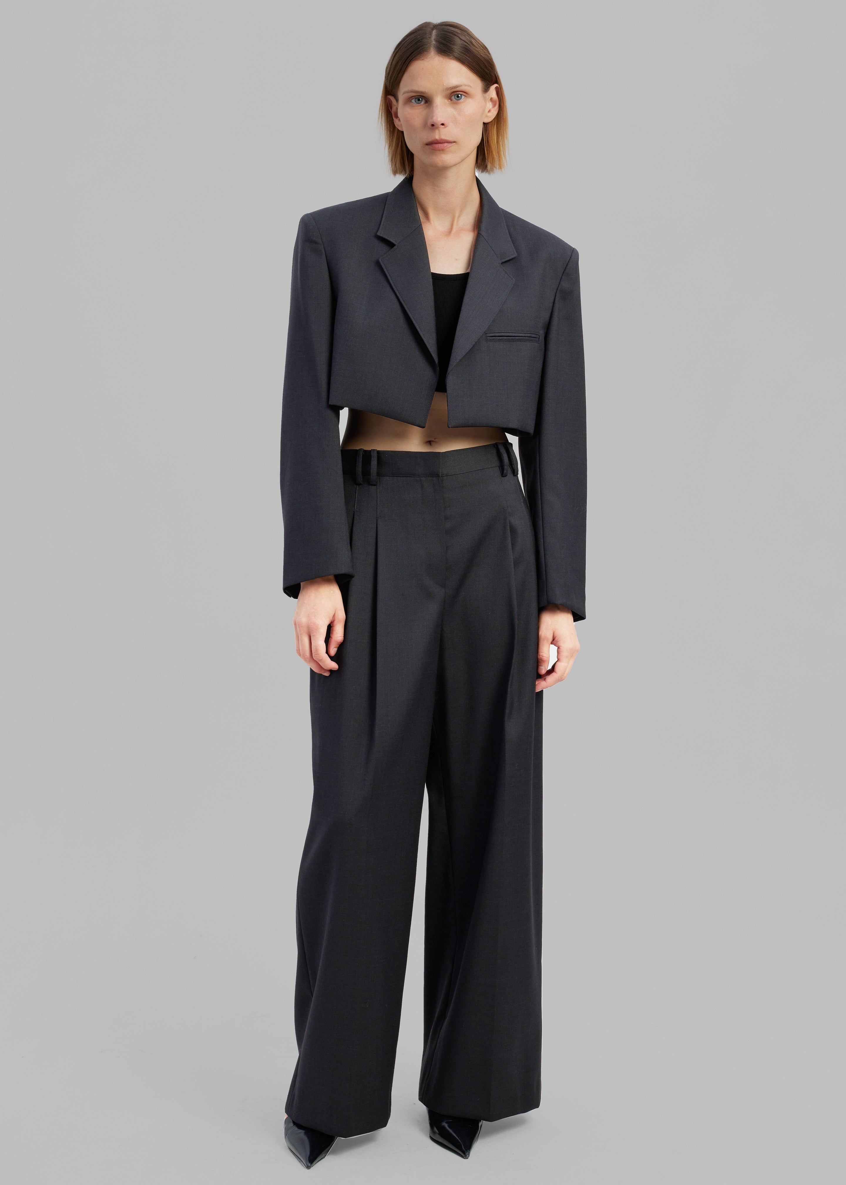 Glenn Cropped Crossover Blazer - Charcoal sold by Frankie Shop product image thumbnail 4