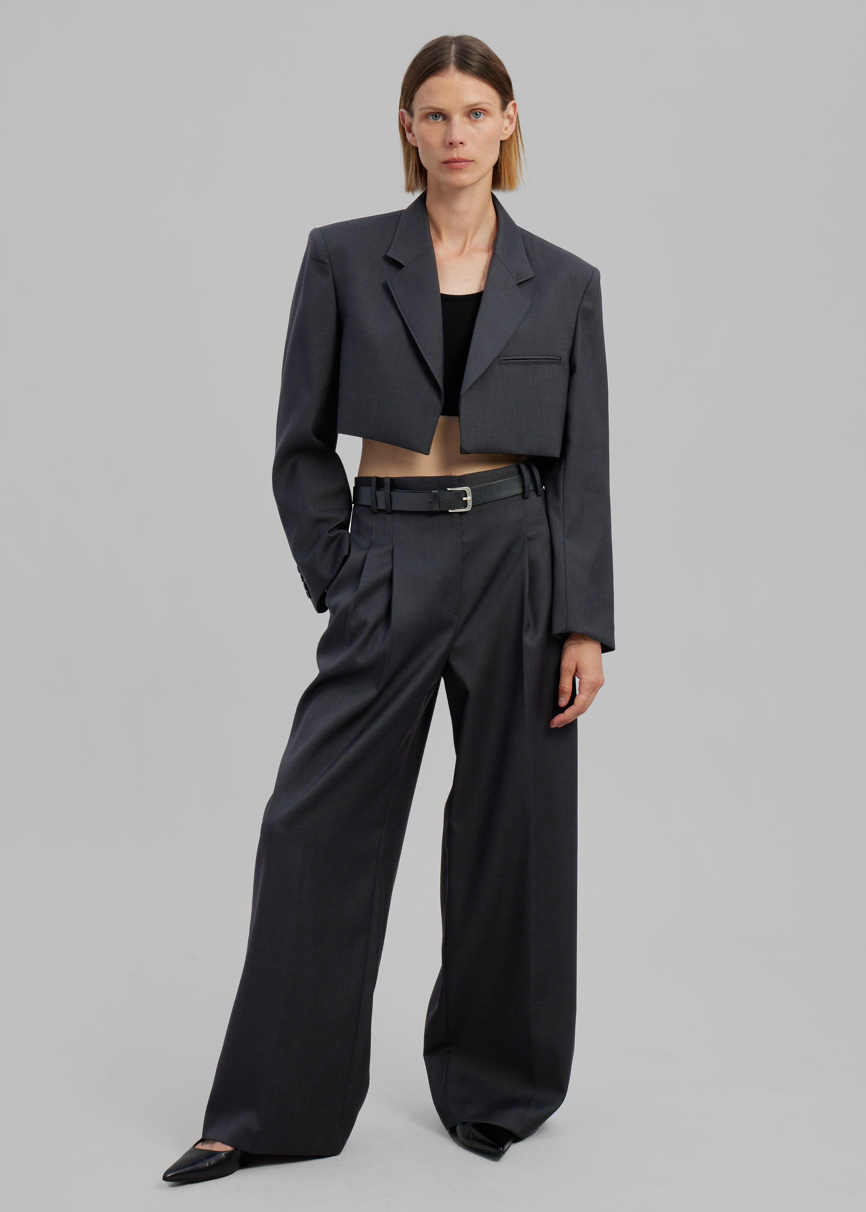 Glenn Cropped Crossover Blazer - Charcoal sold by Frankie Shop product image thumbnail 5