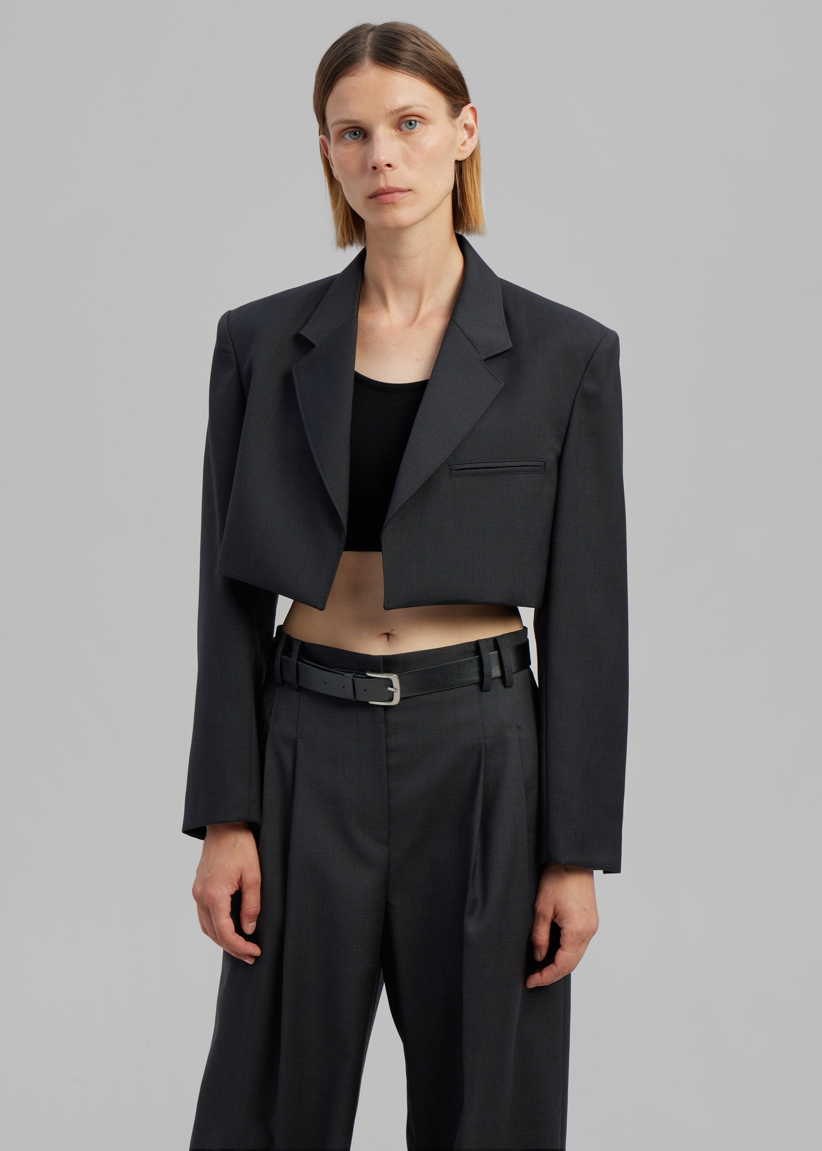 Glenn Cropped Crossover Blazer - Charcoal sold by Frankie Shop