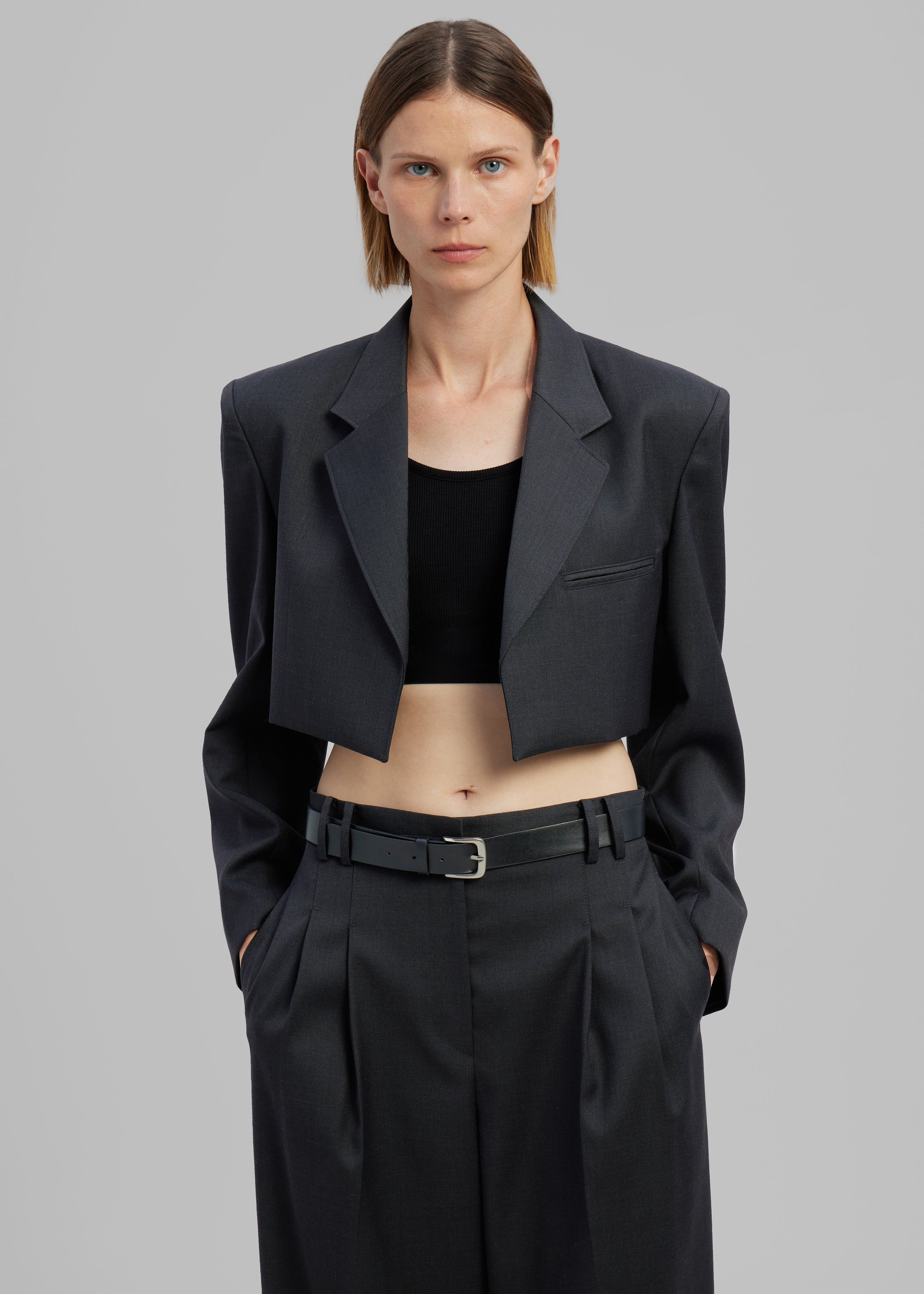 Glenn Cropped Crossover Blazer - Charcoal sold by Frankie Shop product image thumbnail 3