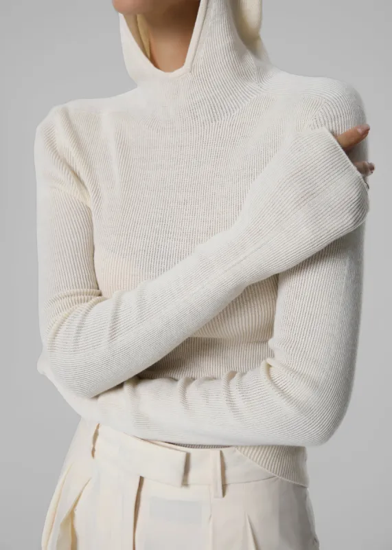 Brandi Knit Hoodie Top - White sold by Frankie Shop