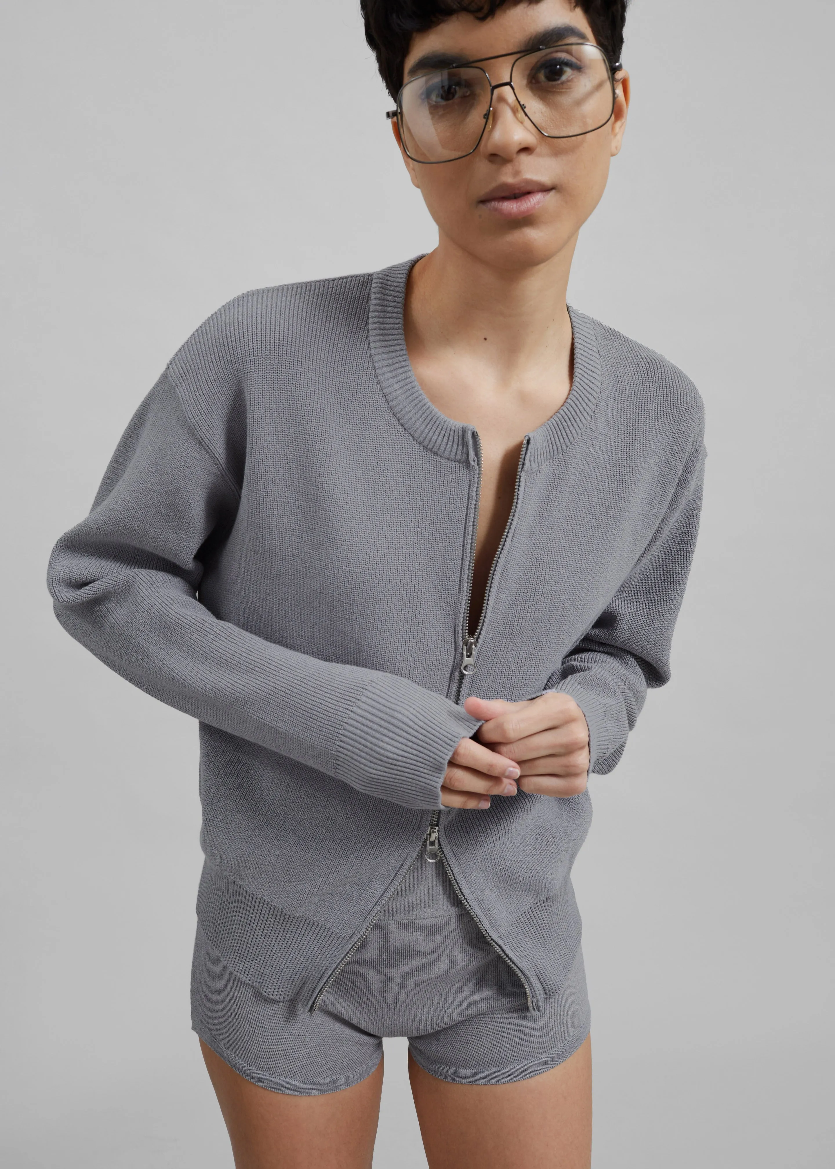 Veronica Zip-Up Cardigan - Grey sold by Frankie Shop product image thumbnail 4