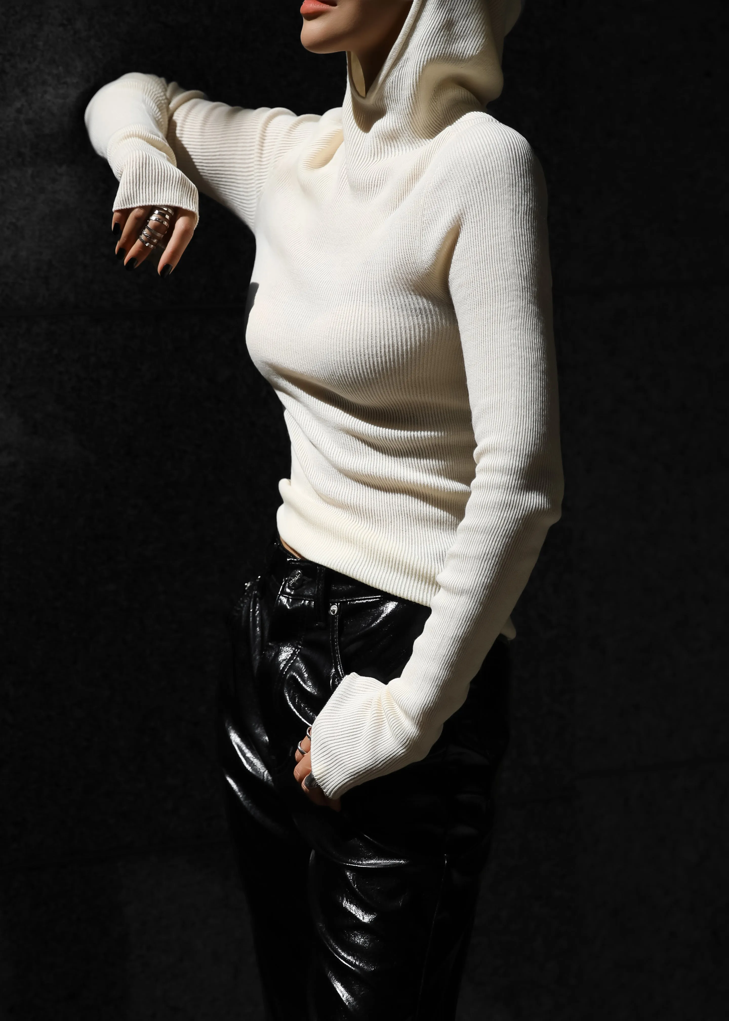 Brandi Knit Hoodie Top - White sold by Frankie Shop product image thumbnail 4