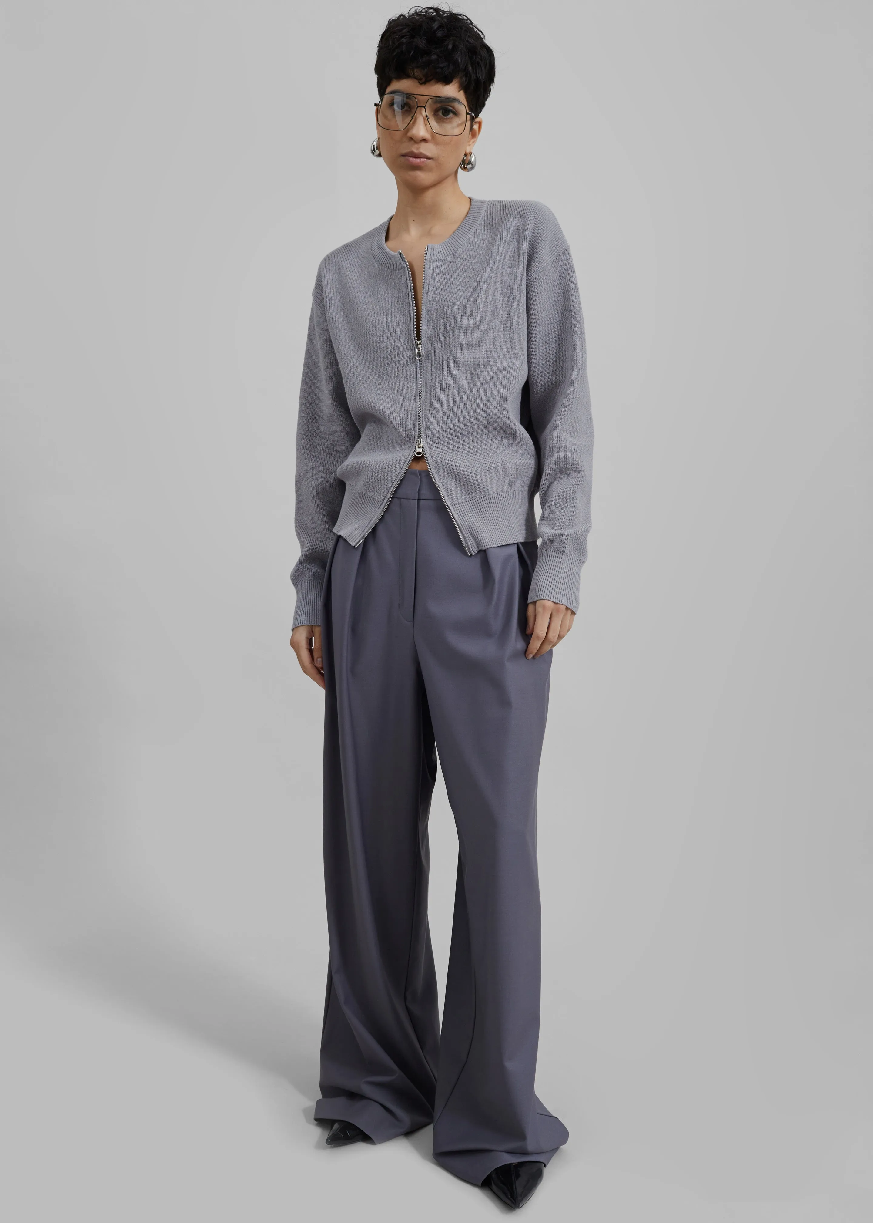 Veronica Zip-Up Cardigan - Grey sold by Frankie Shop product image thumbnail 5