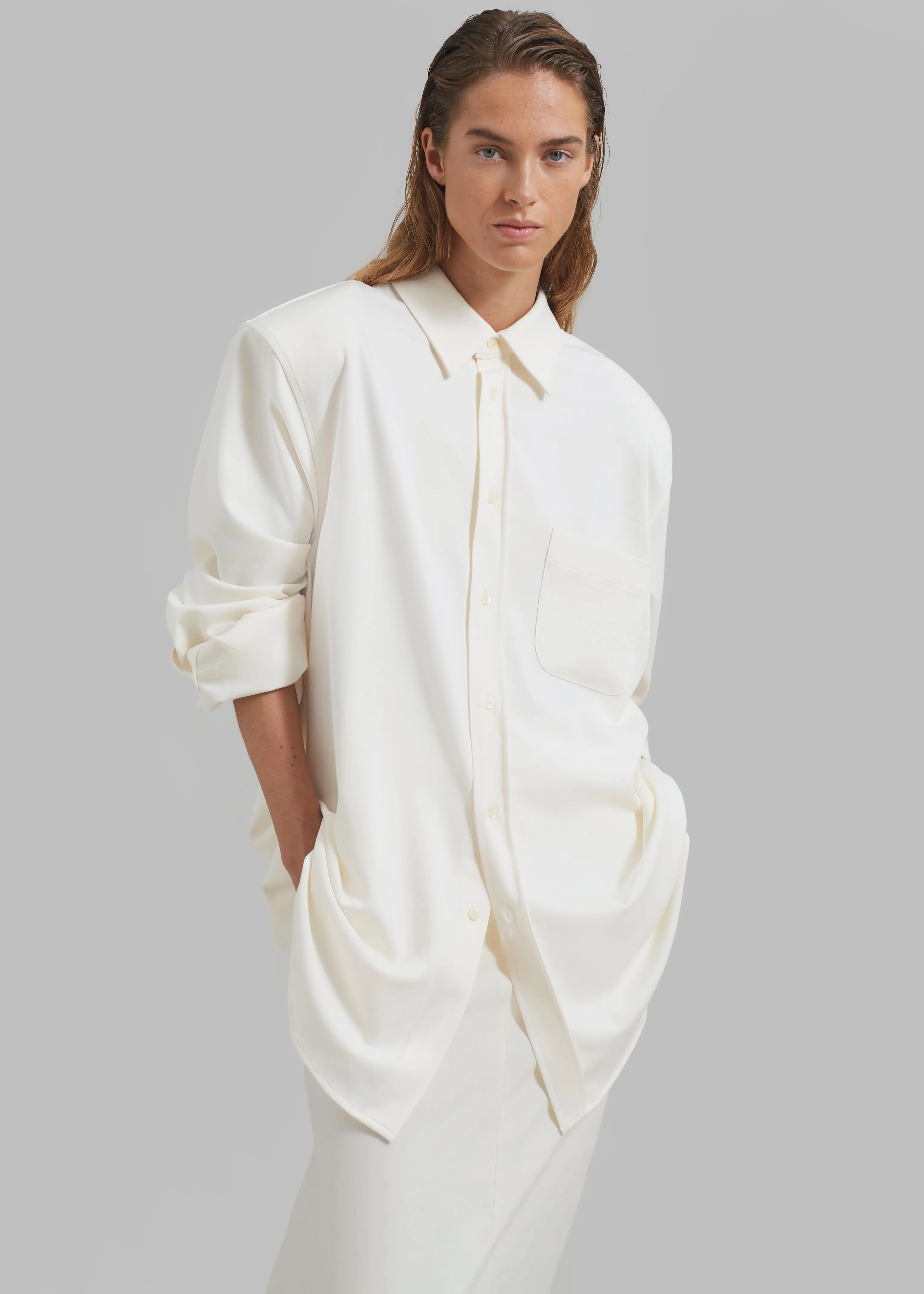 Hollis Padded Shoulder Shirt - Ivory sold by Frankie Shop product image thumbnail 4