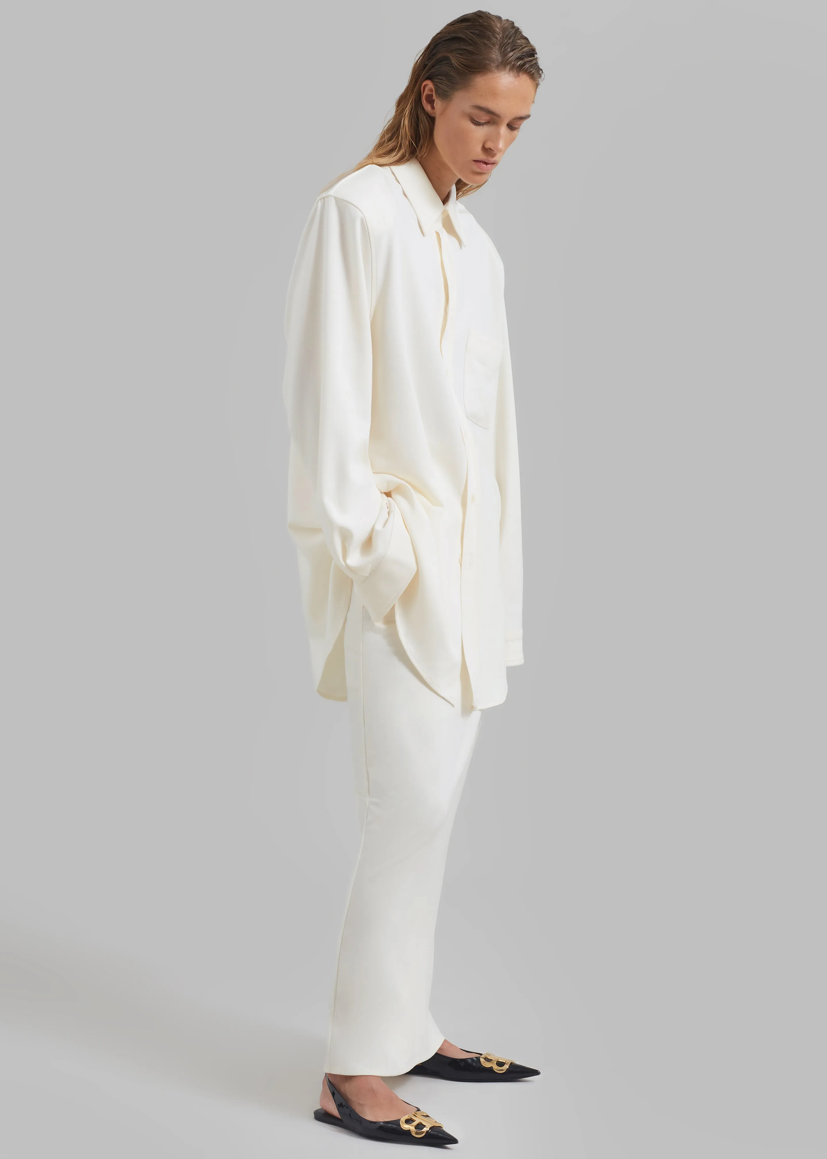 Hollis Padded Shoulder Shirt - Ivory sold by Frankie Shop product image thumbnail 3