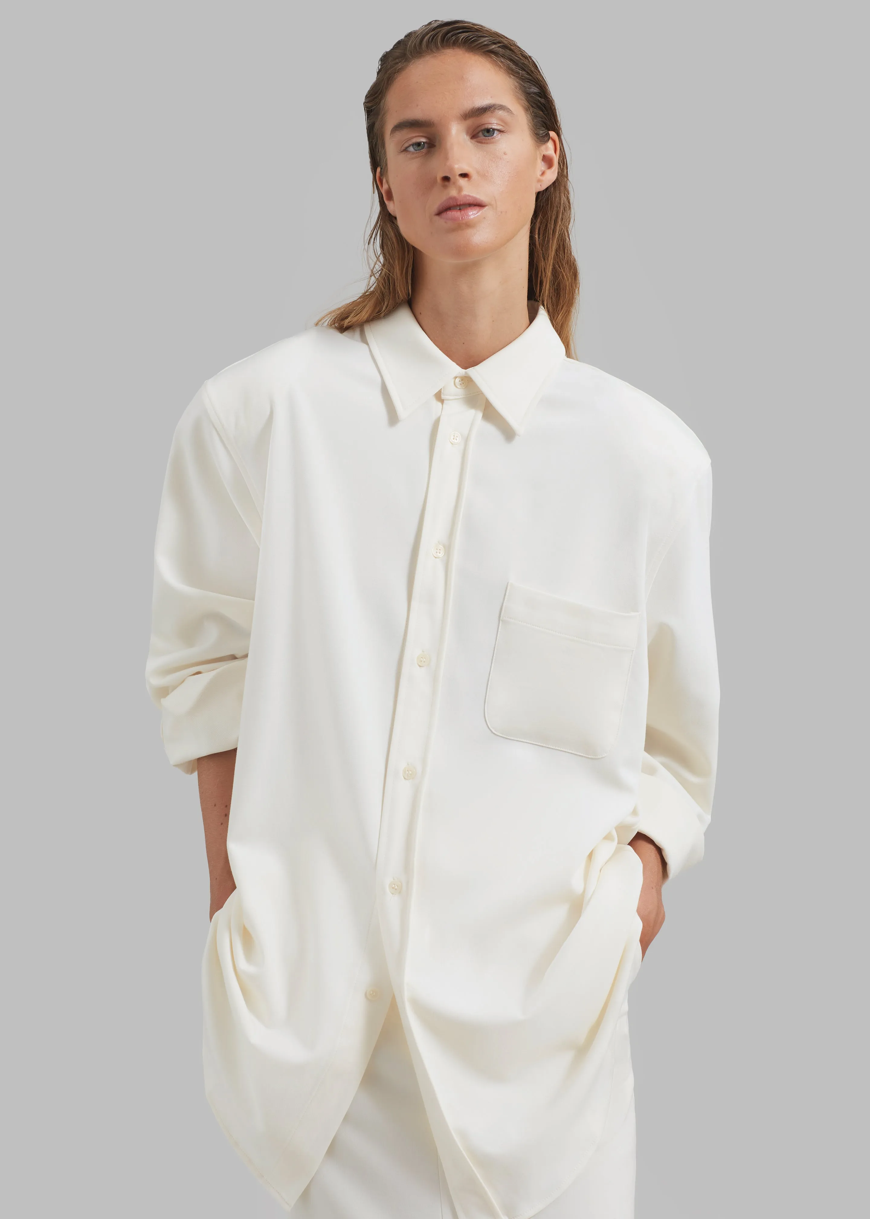 Hollis Padded Shoulder Shirt - Ivory sold by Frankie Shop product image thumbnail 5