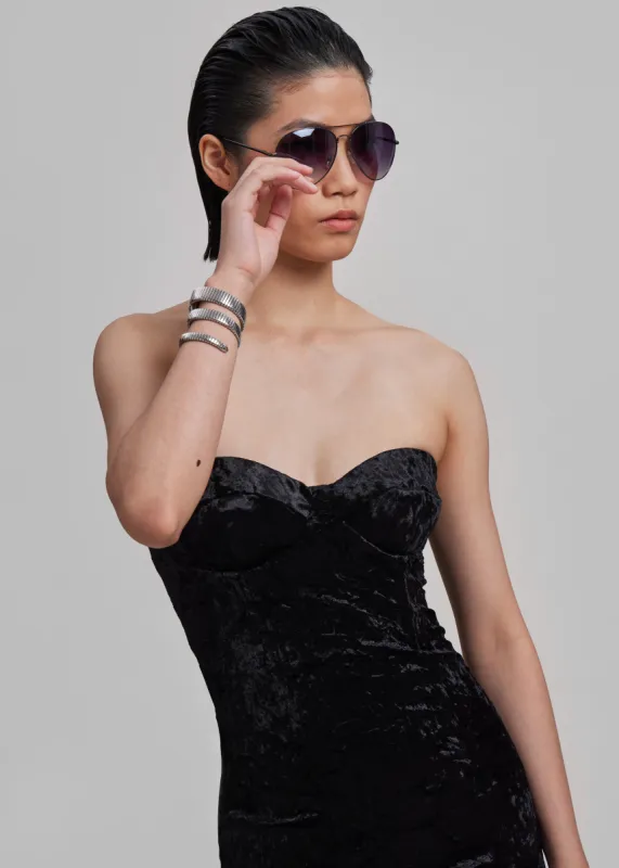 ROTATE Velvet Train Dress - Black sold by Frankie Shop