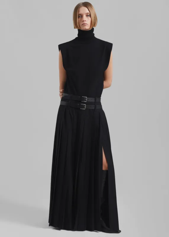 Bailey Long Pleated Skirt - Black made by Frankie Shop