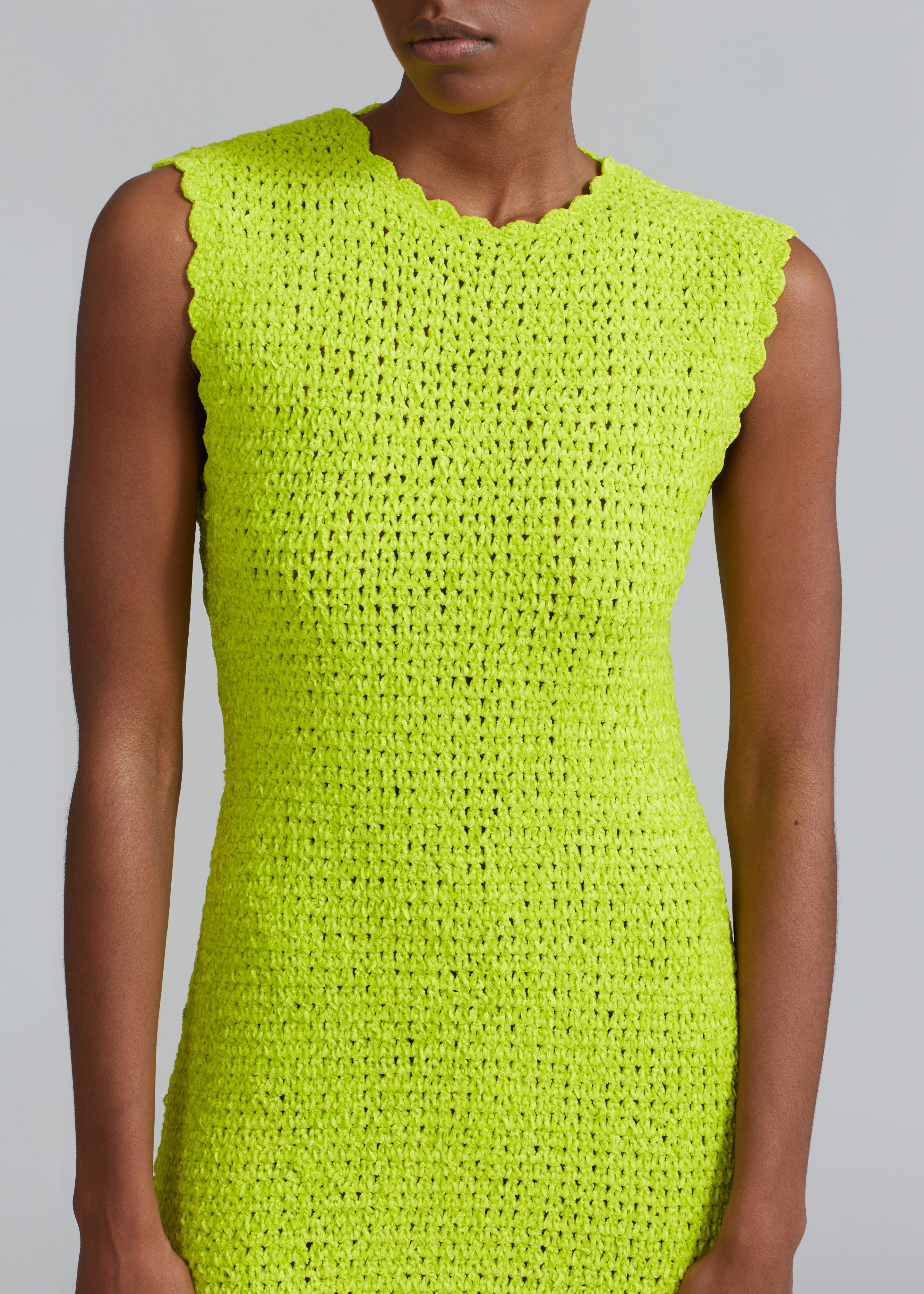 GANNI Velvet Crochet Open Back Mini Dress - Lime Punch sold by Frankie Shop product image thumbnail 4