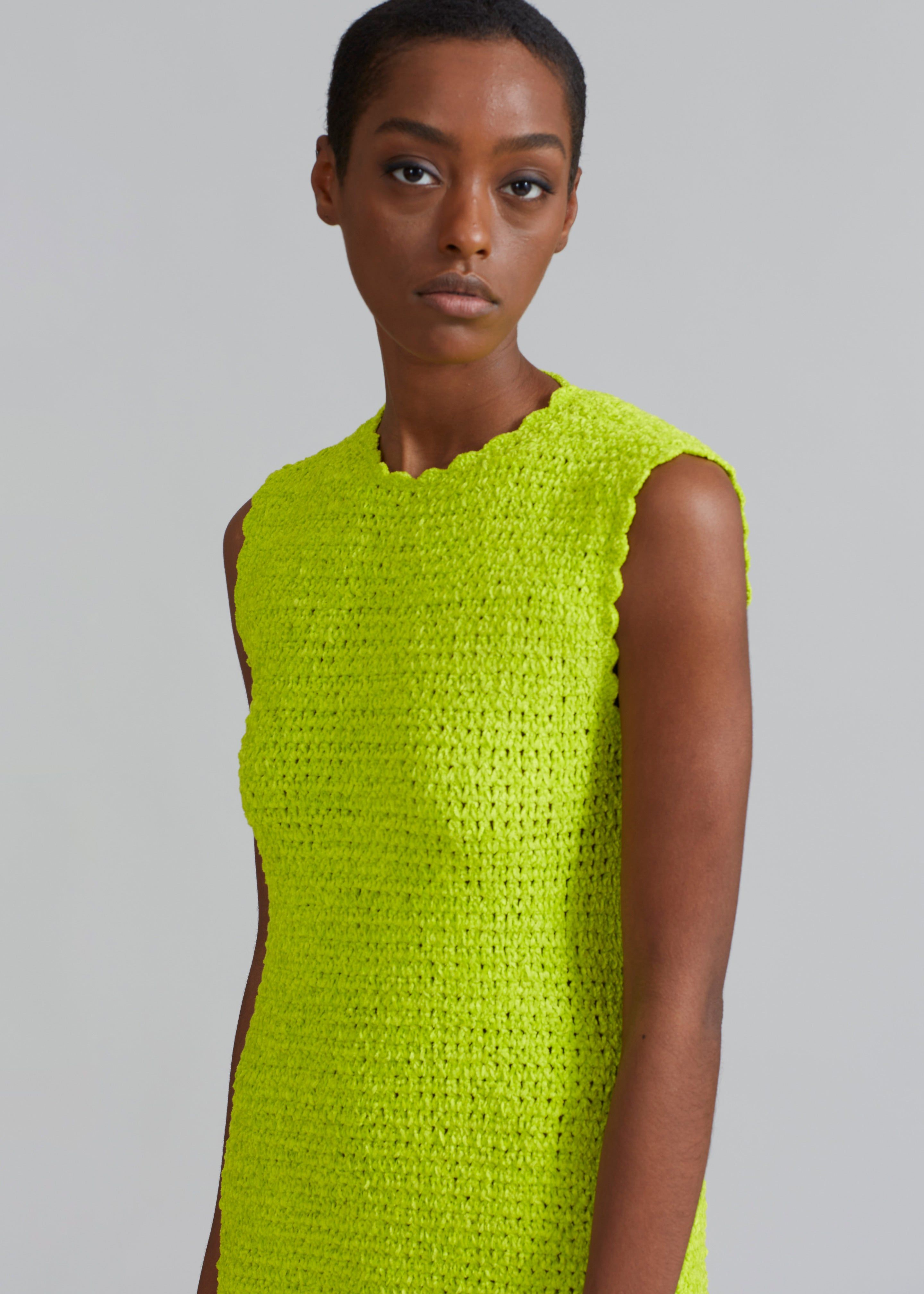 GANNI Velvet Crochet Open Back Mini Dress - Lime Punch sold by Frankie Shop product image thumbnail 2