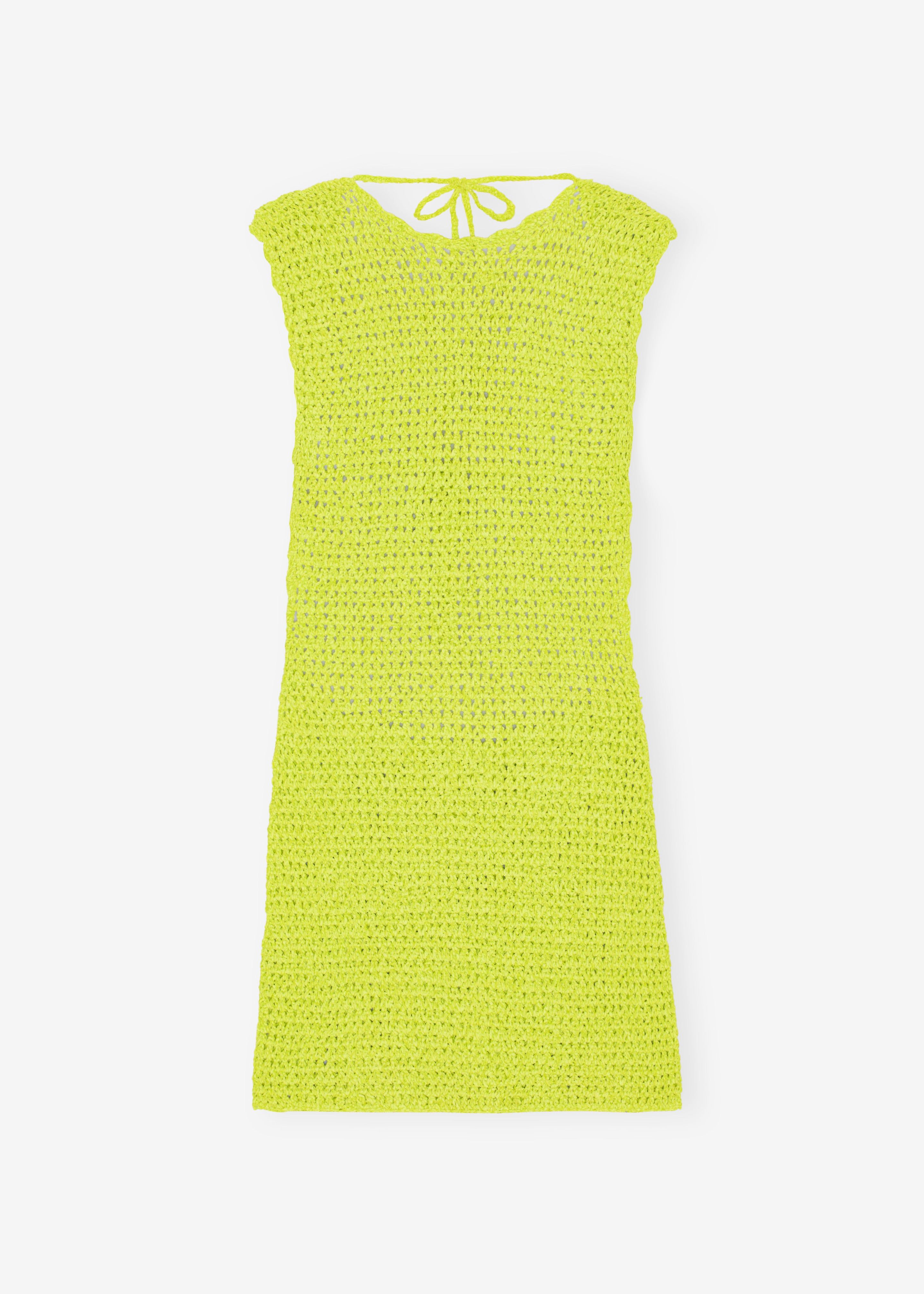 GANNI Velvet Crochet Open Back Mini Dress - Lime Punch sold by Frankie Shop product image thumbnail 6