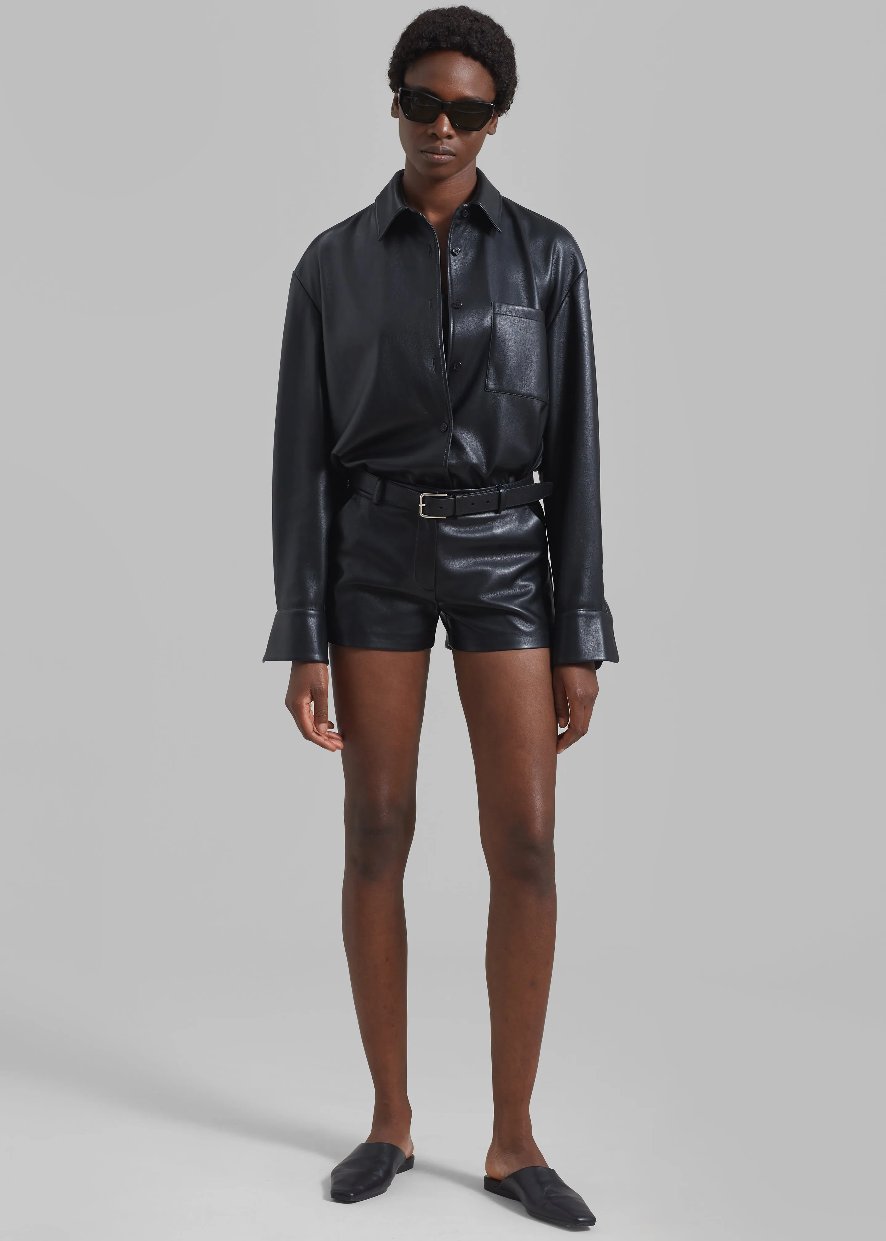 Chrissie Faux Leather Shirt - Black sold by Frankie Shop product image thumbnail 4