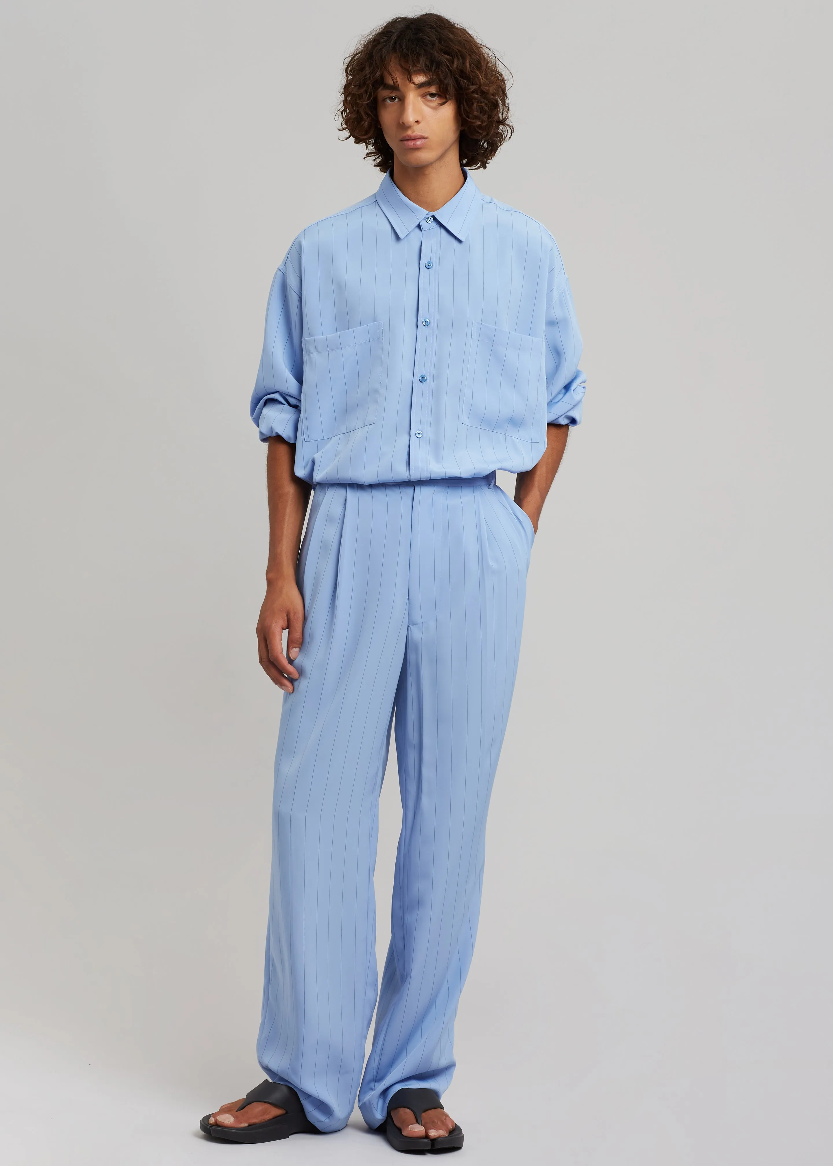 Beo Fluid Stripe Suit Pants - Powder Blue sold by Frankie Shop product image thumbnail 4
