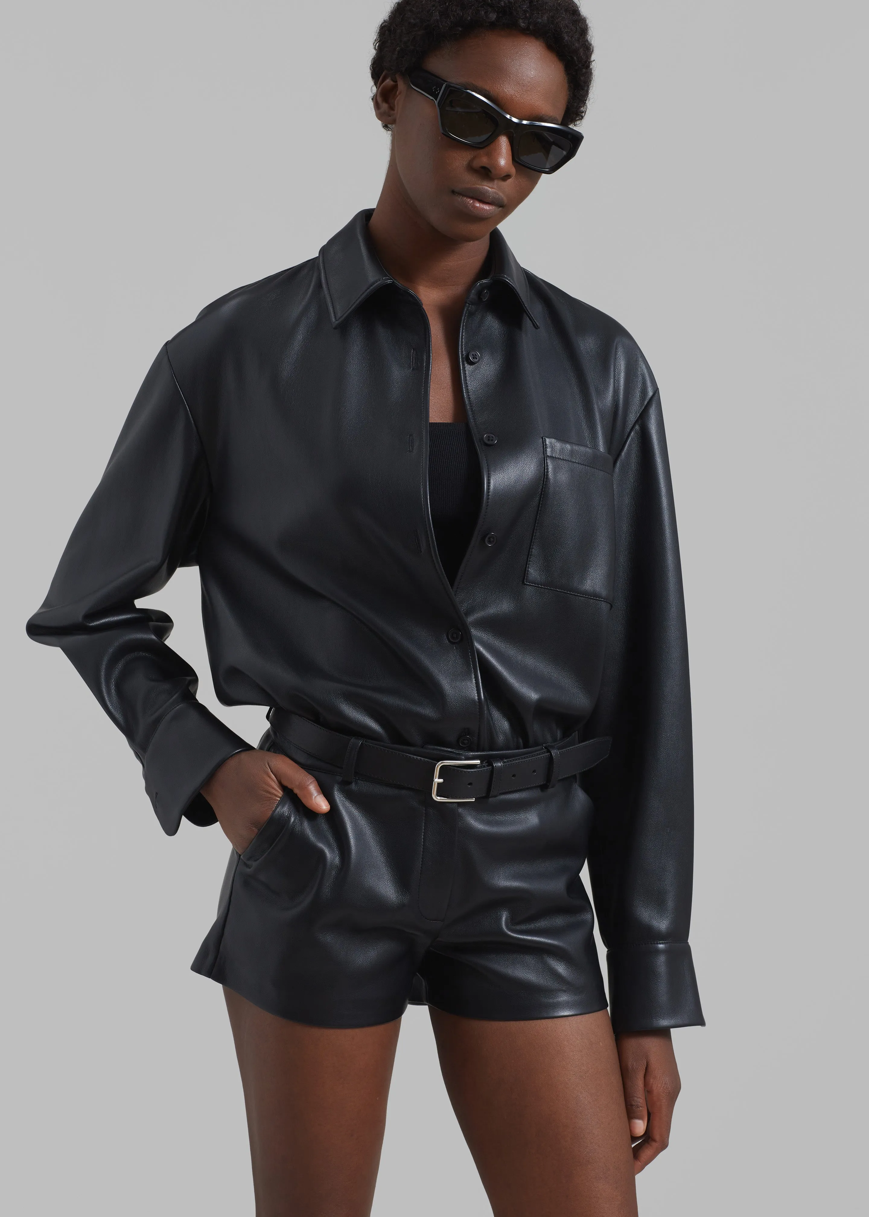 Chrissie Faux Leather Shirt - Black sold by Frankie Shop product image thumbnail 2