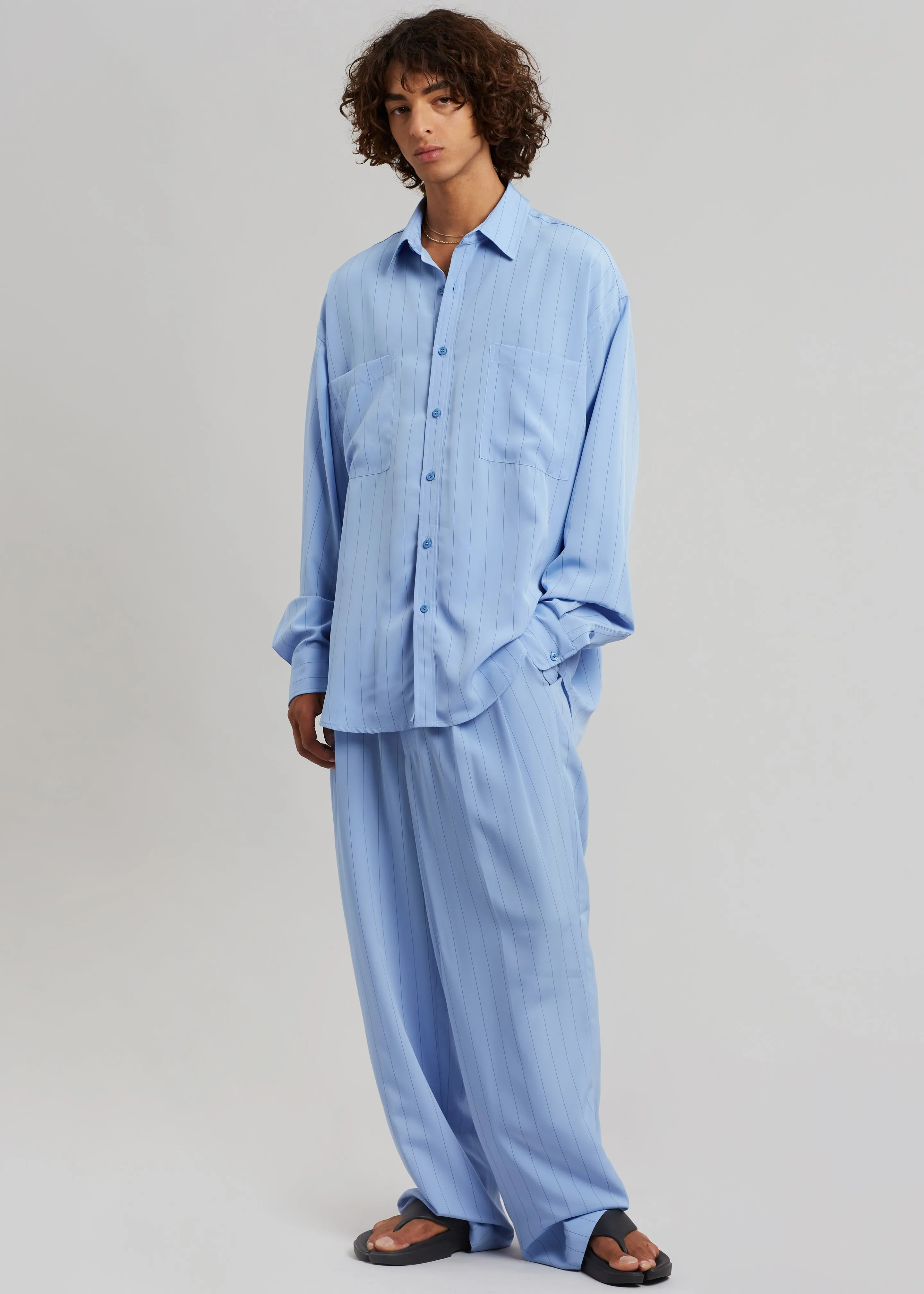 Beo Fluid Stripe Suit Pants - Powder Blue sold by Frankie Shop product image thumbnail 5