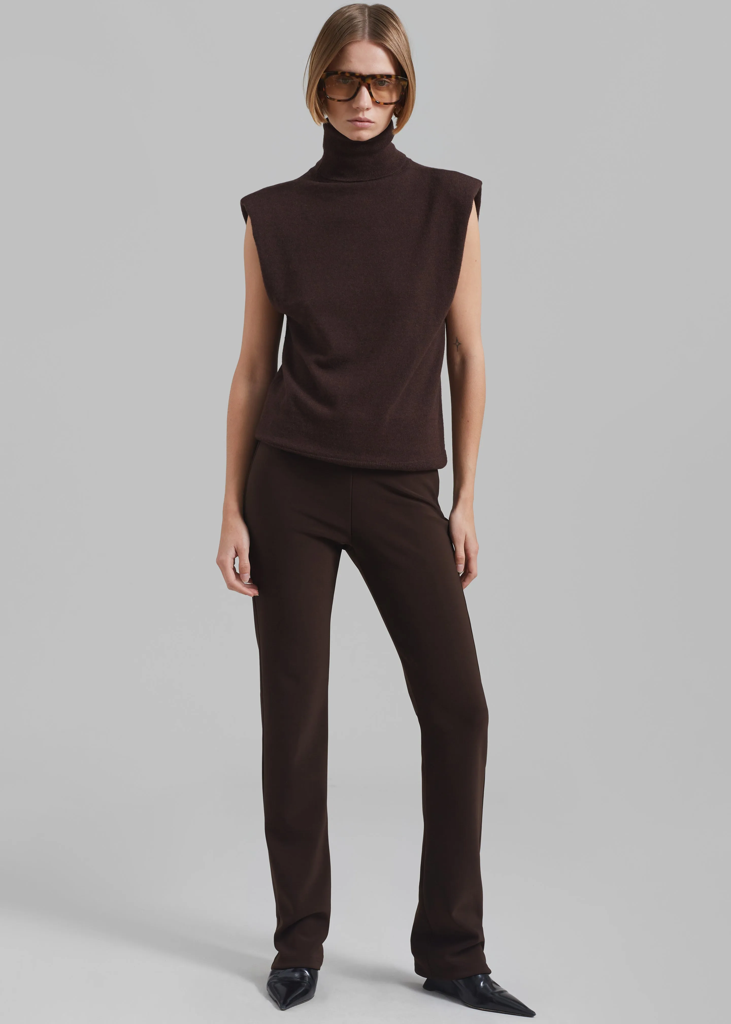 Nadia Thin Padded Sleeveless Turtleneck - Brown sold by Frankie Shop product image thumbnail 4