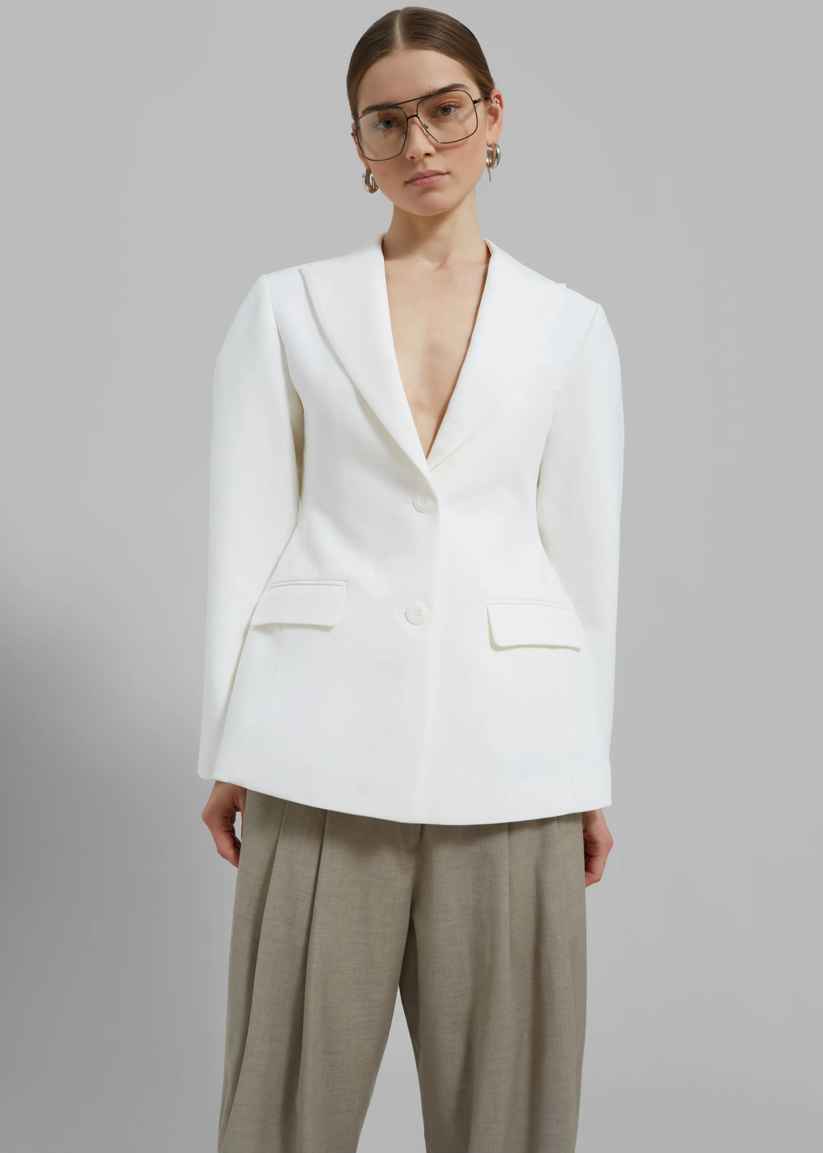 Colette Hourglass Blazer - White sold by Frankie Shop