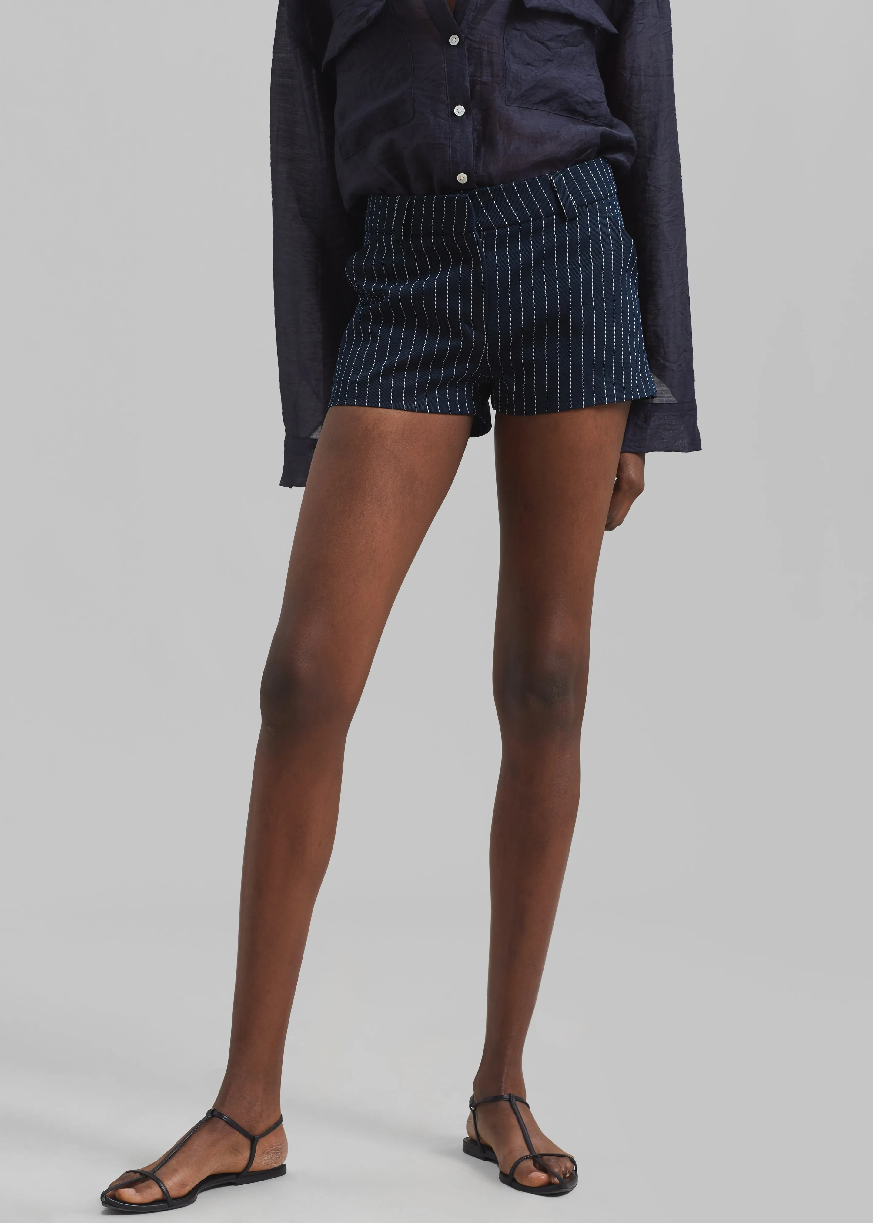 Kate Twill Mini Shorts - Navy/White Pinstripe sold by Frankie Shop product image thumbnail 4