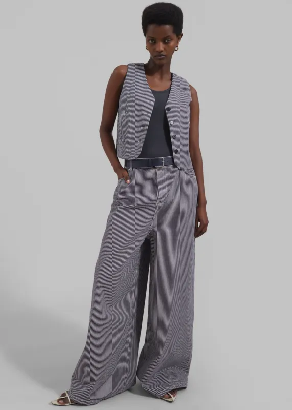 Sasha Wide Leg Jeans - Navy/White Stripe sold by Frankie Shop