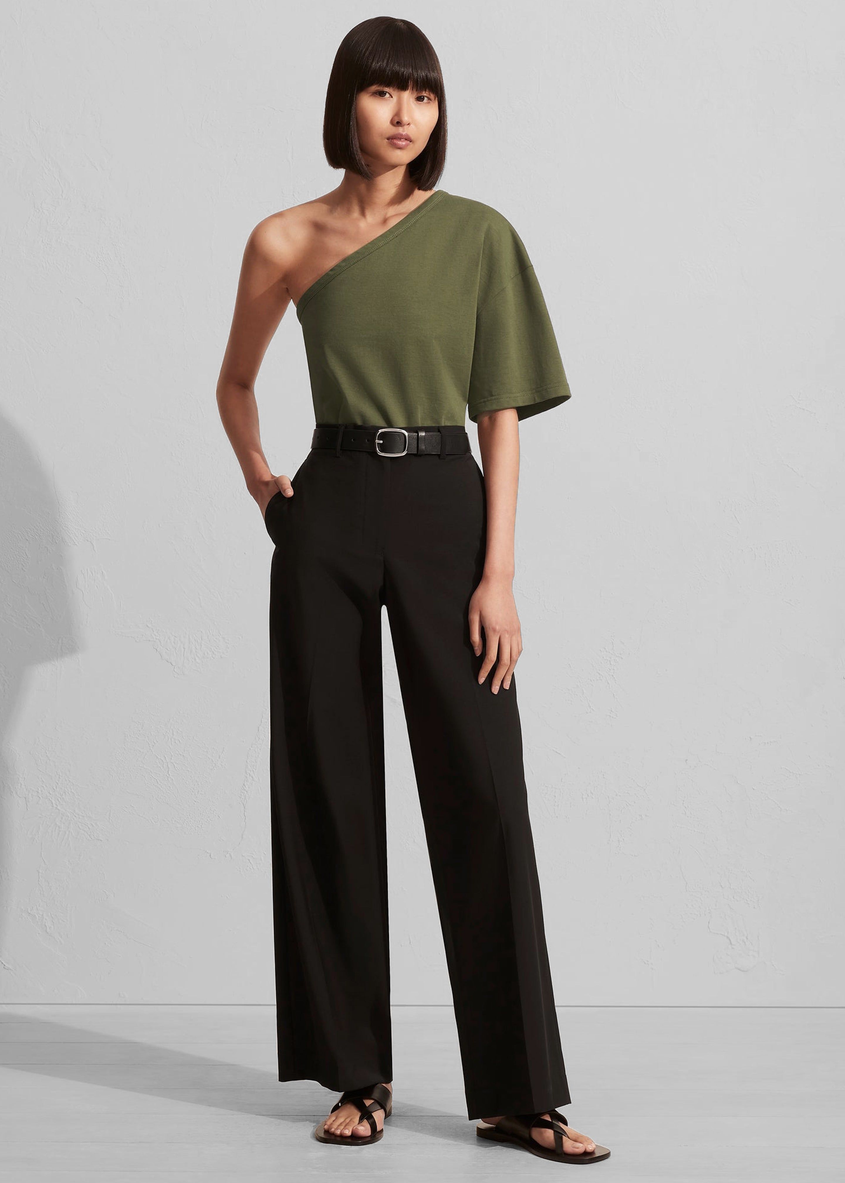 Matteau One Shoulder Tee - Khaki sold by Frankie Shop