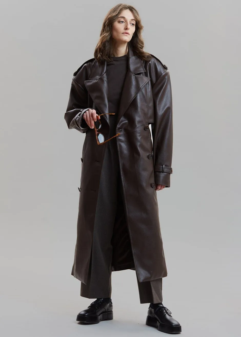 Diana Faux Leather Trench Coat - Java sold by Frankie Shop product image thumbnail 3