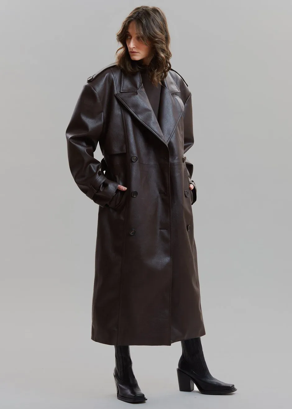 Diana Faux Leather Trench Coat - Java sold by Frankie Shop
