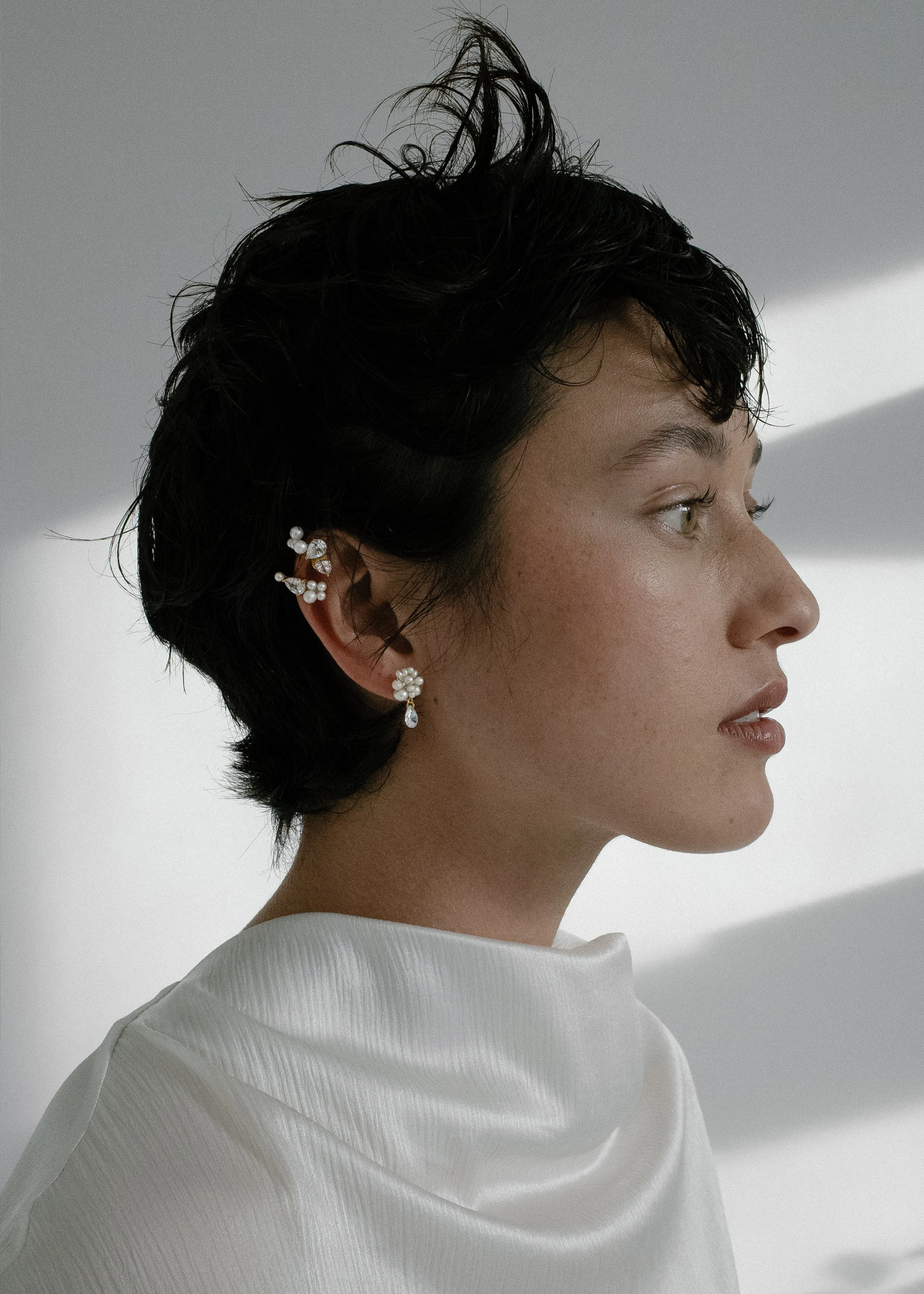 Completedworks Chasing Shadows III Ear Cuff - Pearl/Zirconia/Gold Vermeil sold by Frankie Shop product image thumbnail 4