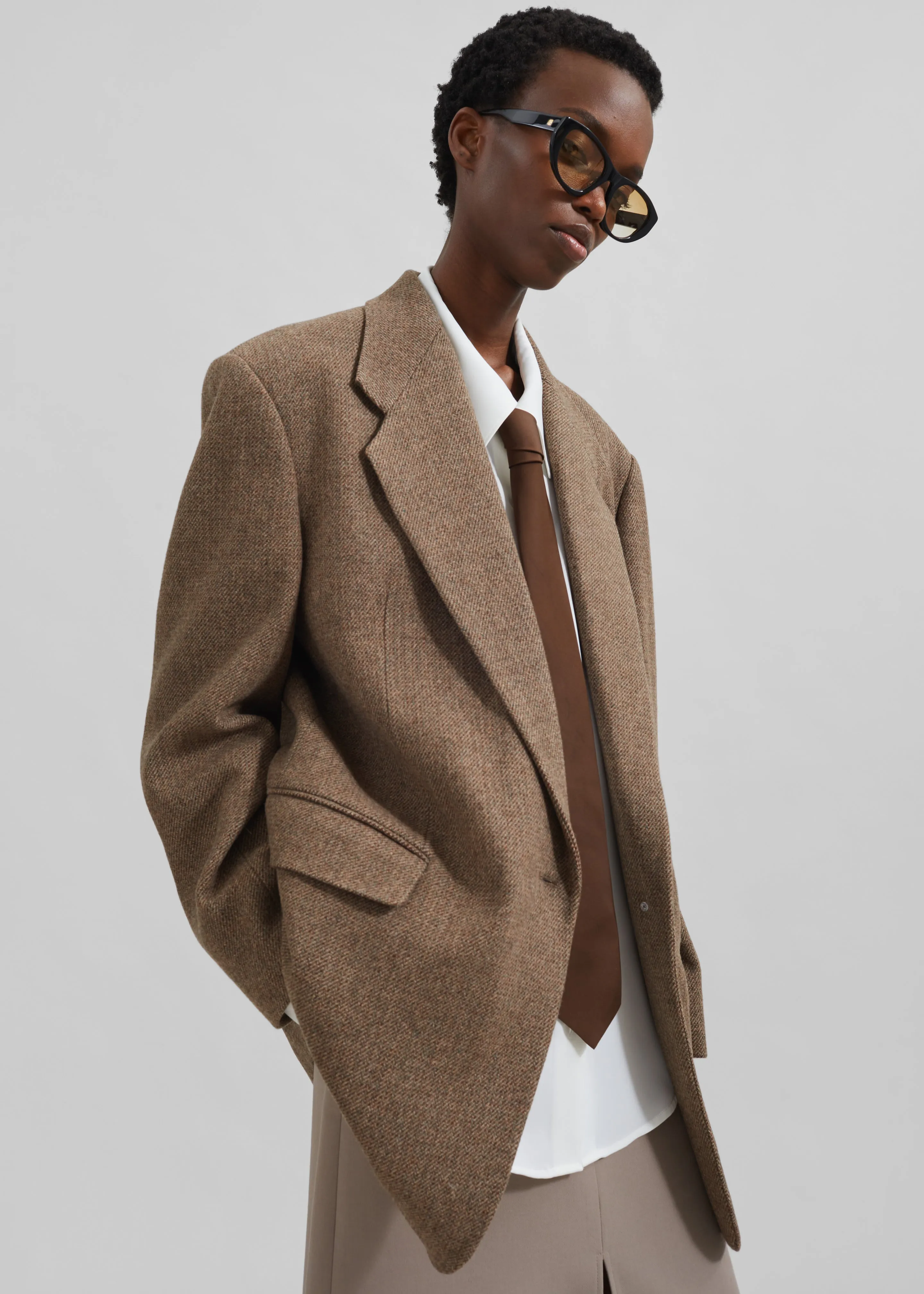 Low Classic Over Fit Wool Blazer - Brown sold by Frankie Shop