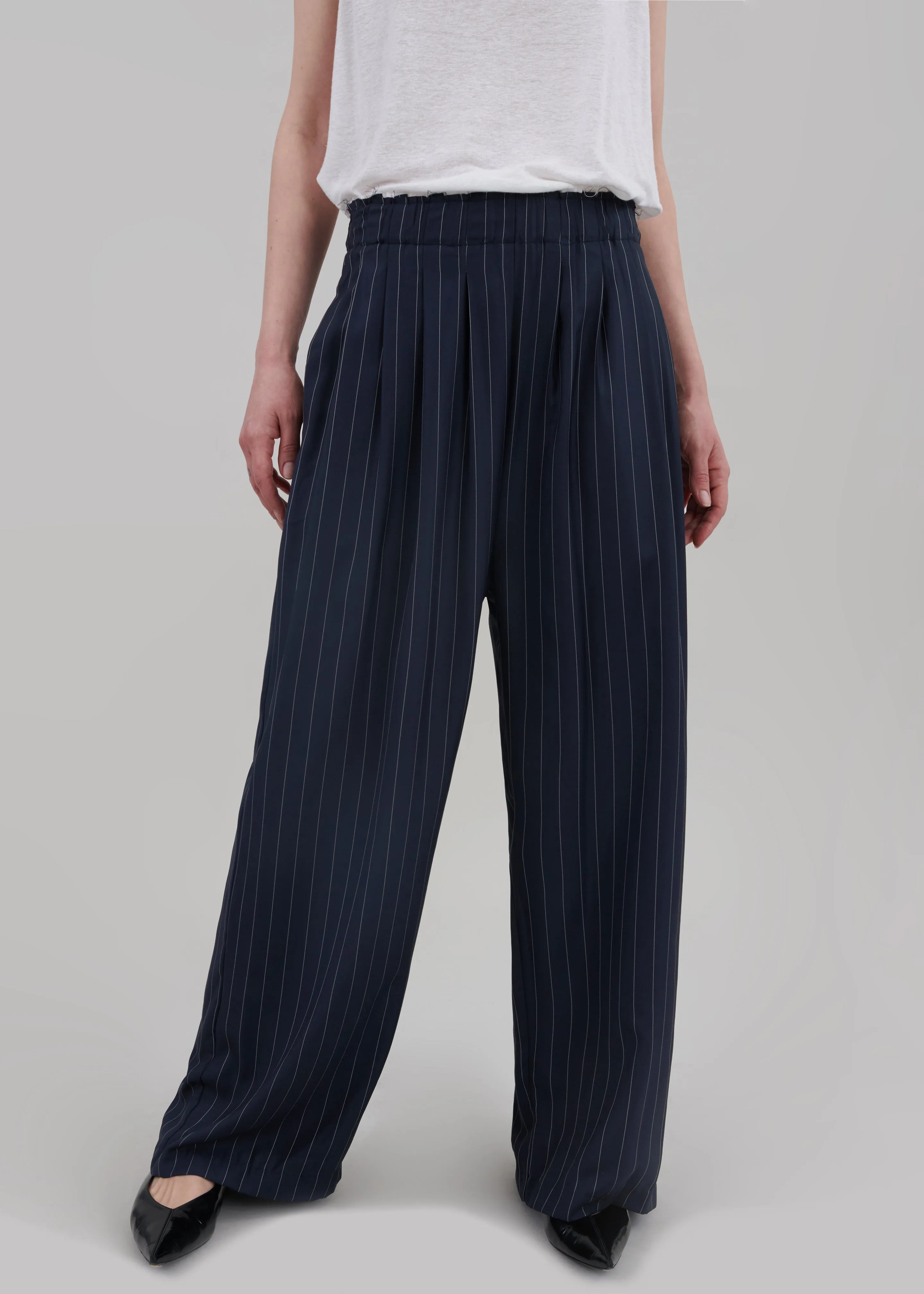 Caden Boxer Trousers - Navy/White Pinstripe sold by Frankie Shop product image thumbnail 3