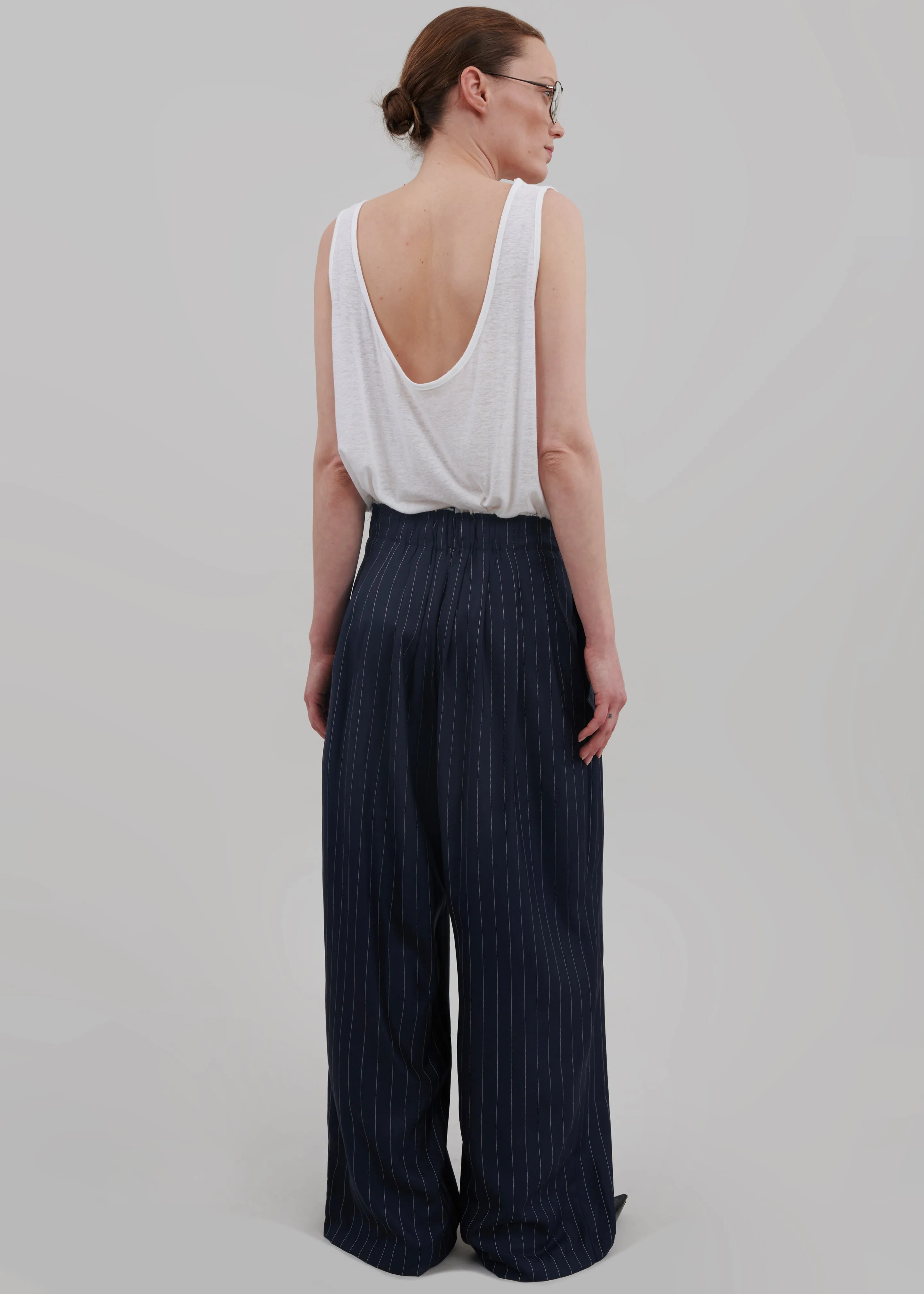 Caden Boxer Trousers - Navy/White Pinstripe sold by Frankie Shop product image thumbnail 5