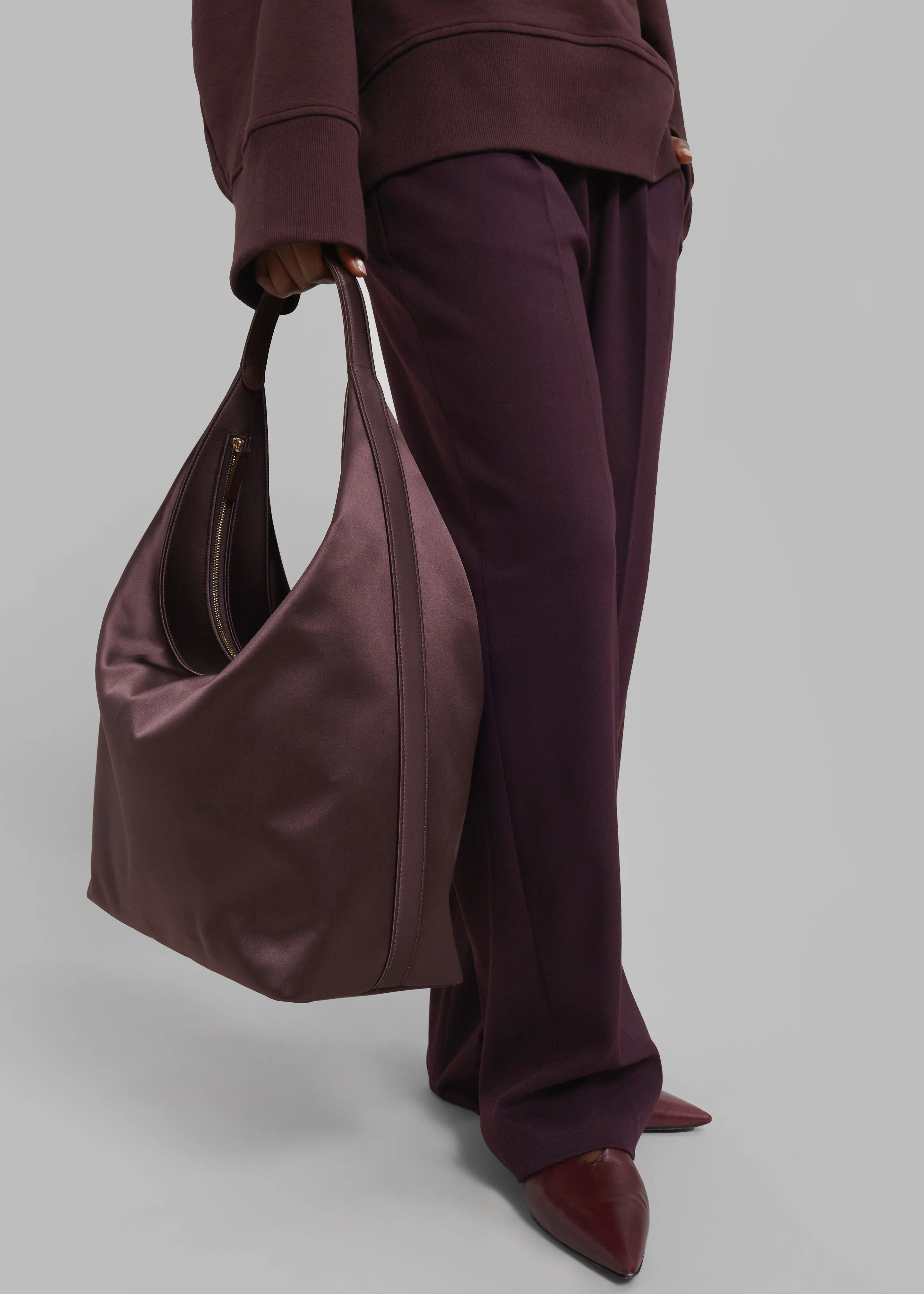 Loulou Studio Alegrina Satin Hobo Bag - Midnight Bordeaux sold by Frankie Shop product image thumbnail 2