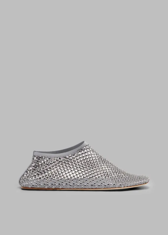 Christopher Esber Minette Crystal Flats - Slate Grey made by Christopher Esber