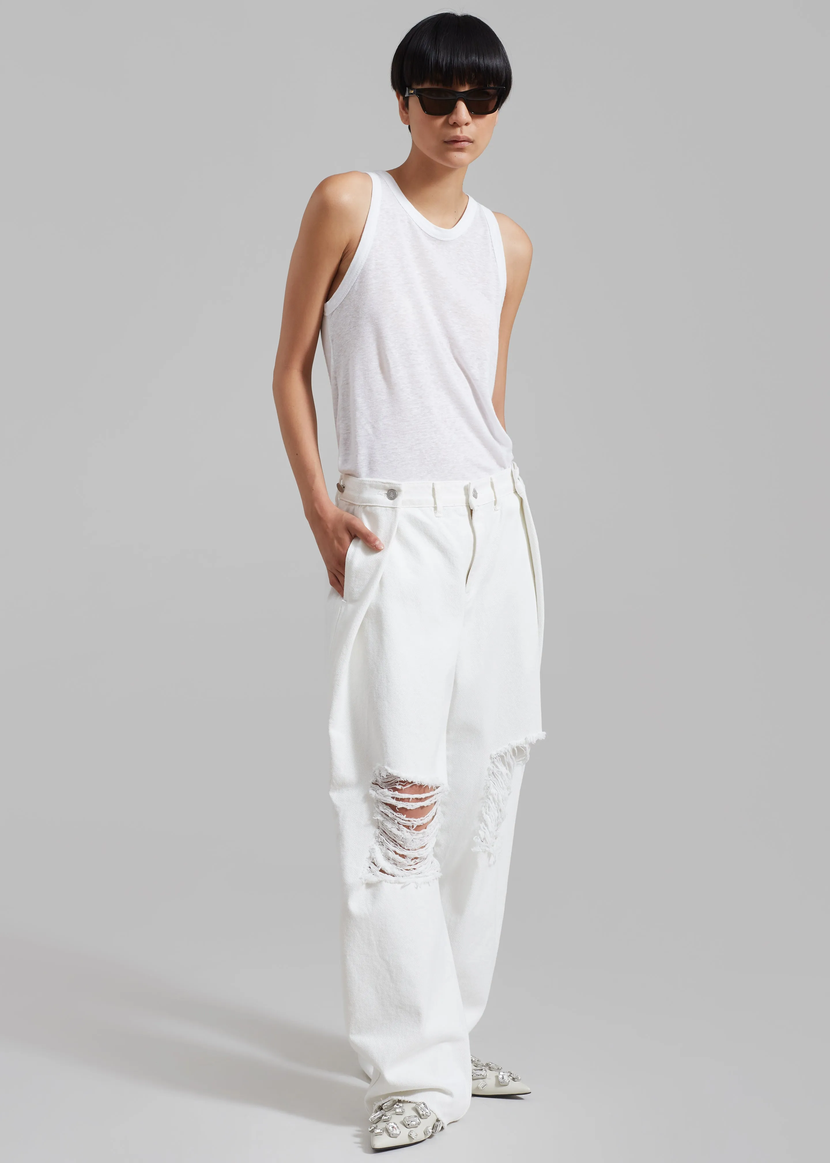 Mercer Ripped Jeans - White sold by Frankie Shop product image thumbnail 5