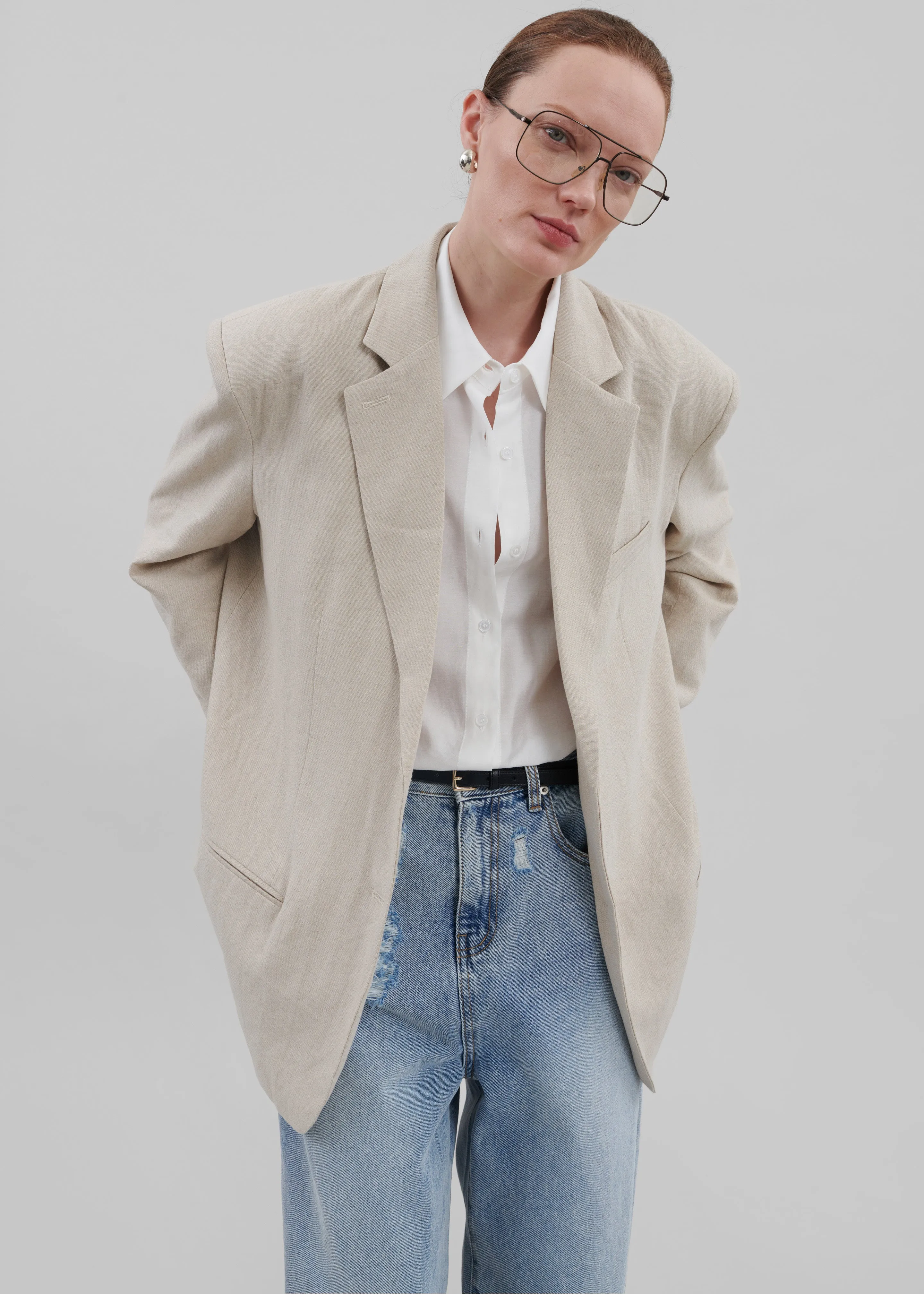 Keenan Linen Oversized Blazer - Sand sold by Frankie Shop product image thumbnail 2