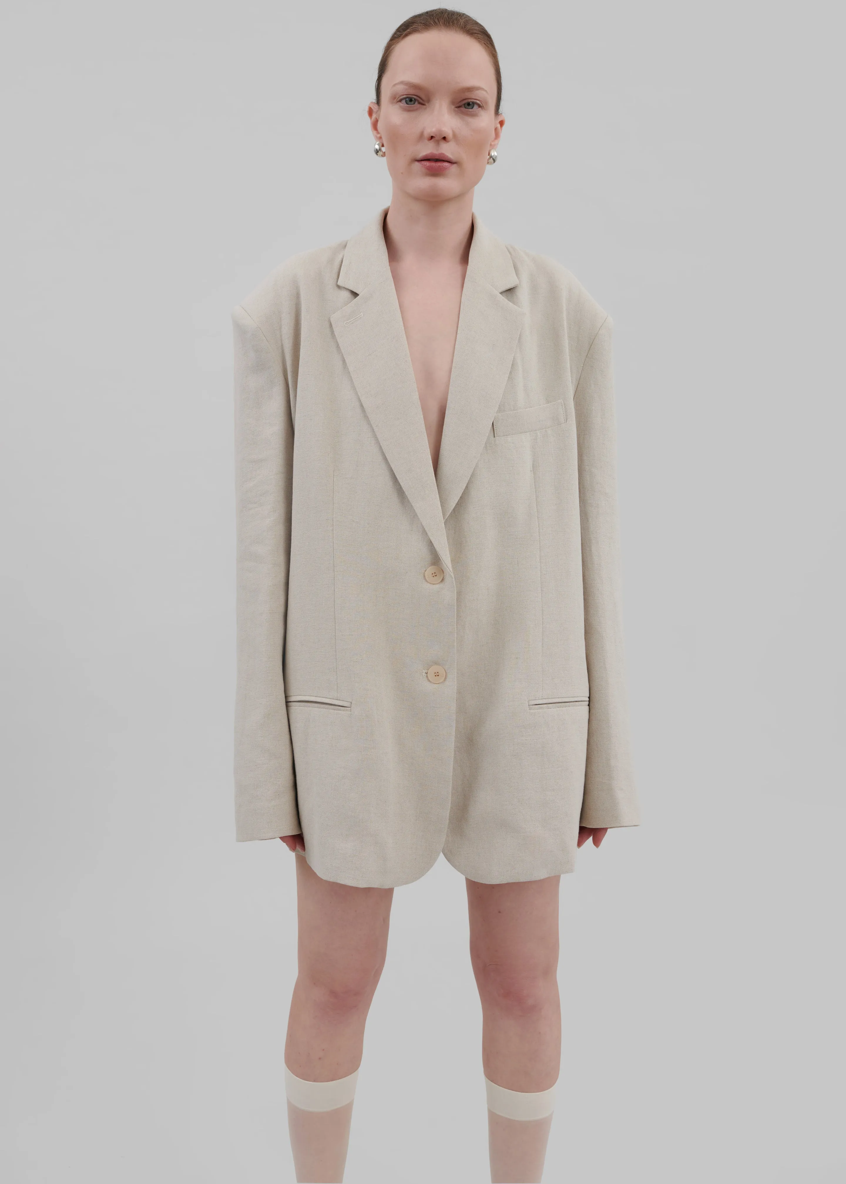 Keenan Linen Oversized Blazer - Sand sold by Frankie Shop product image thumbnail 4