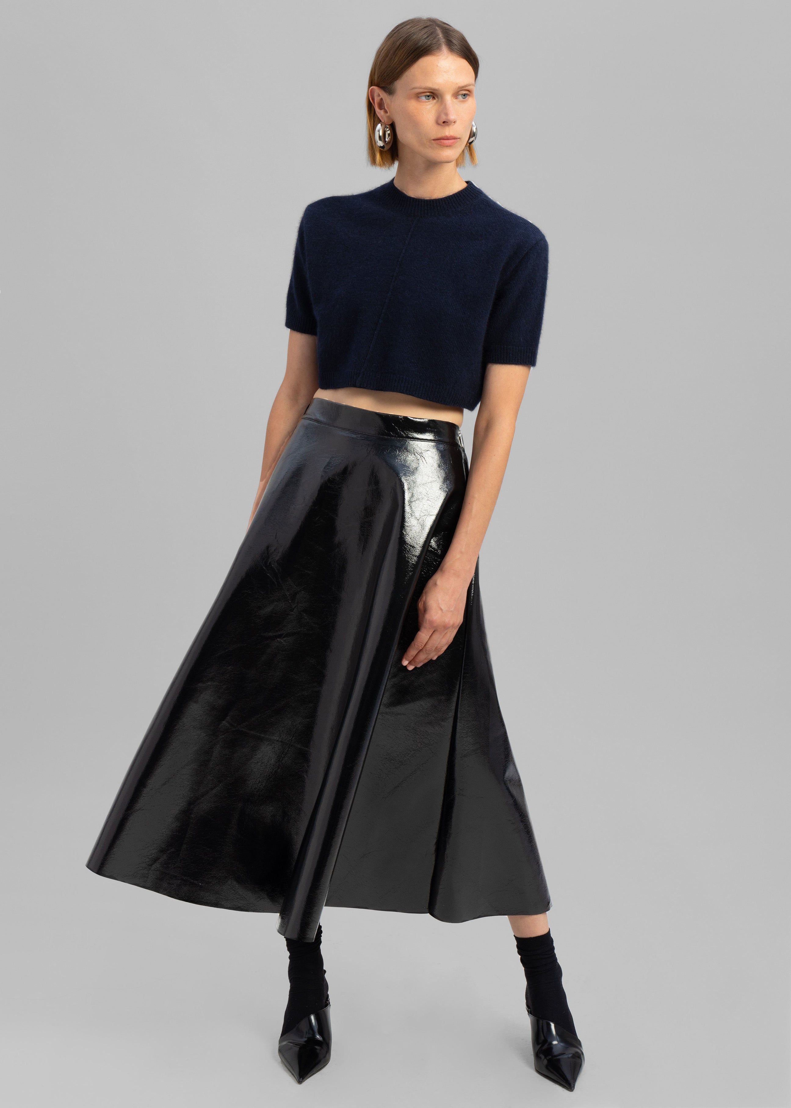 Hilma Vinyl Midi Skirt - Black sold by Frankie Shop