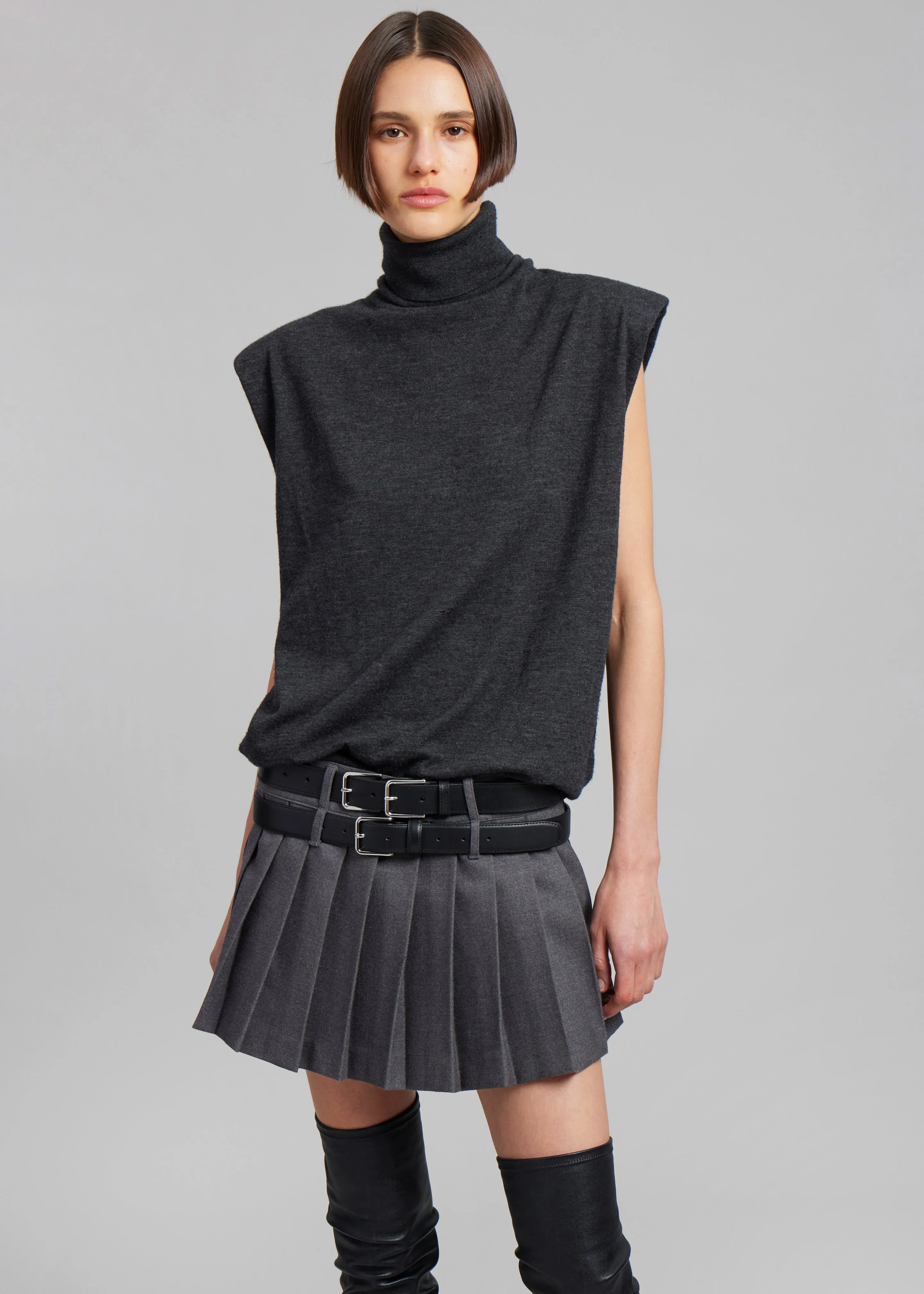 Blake Mini Pleated Skirt - Dark Grey Melange sold by Frankie Shop product image thumbnail 4