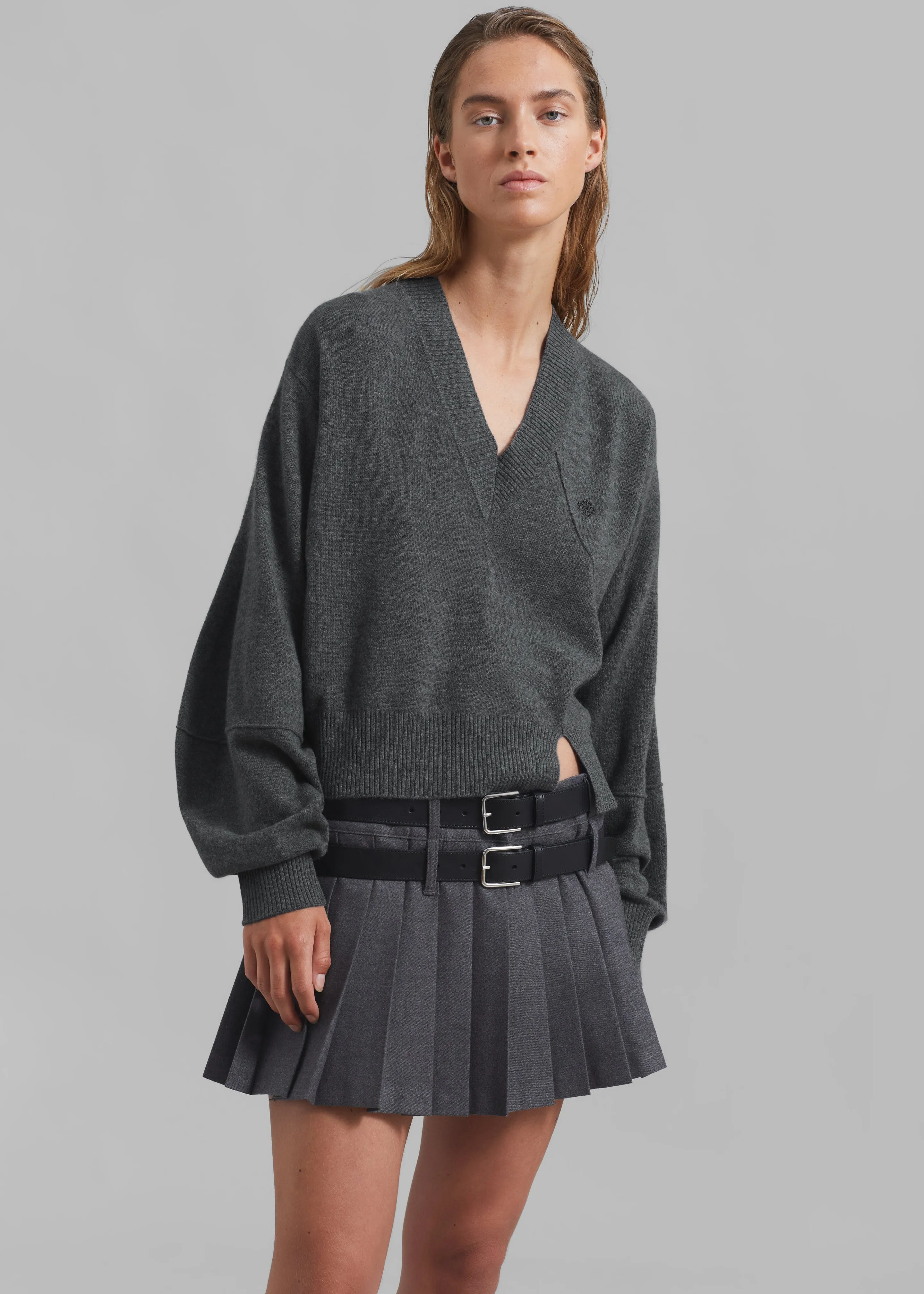 Blake Mini Pleated Skirt - Dark Grey Melange sold by Frankie Shop product image thumbnail 5