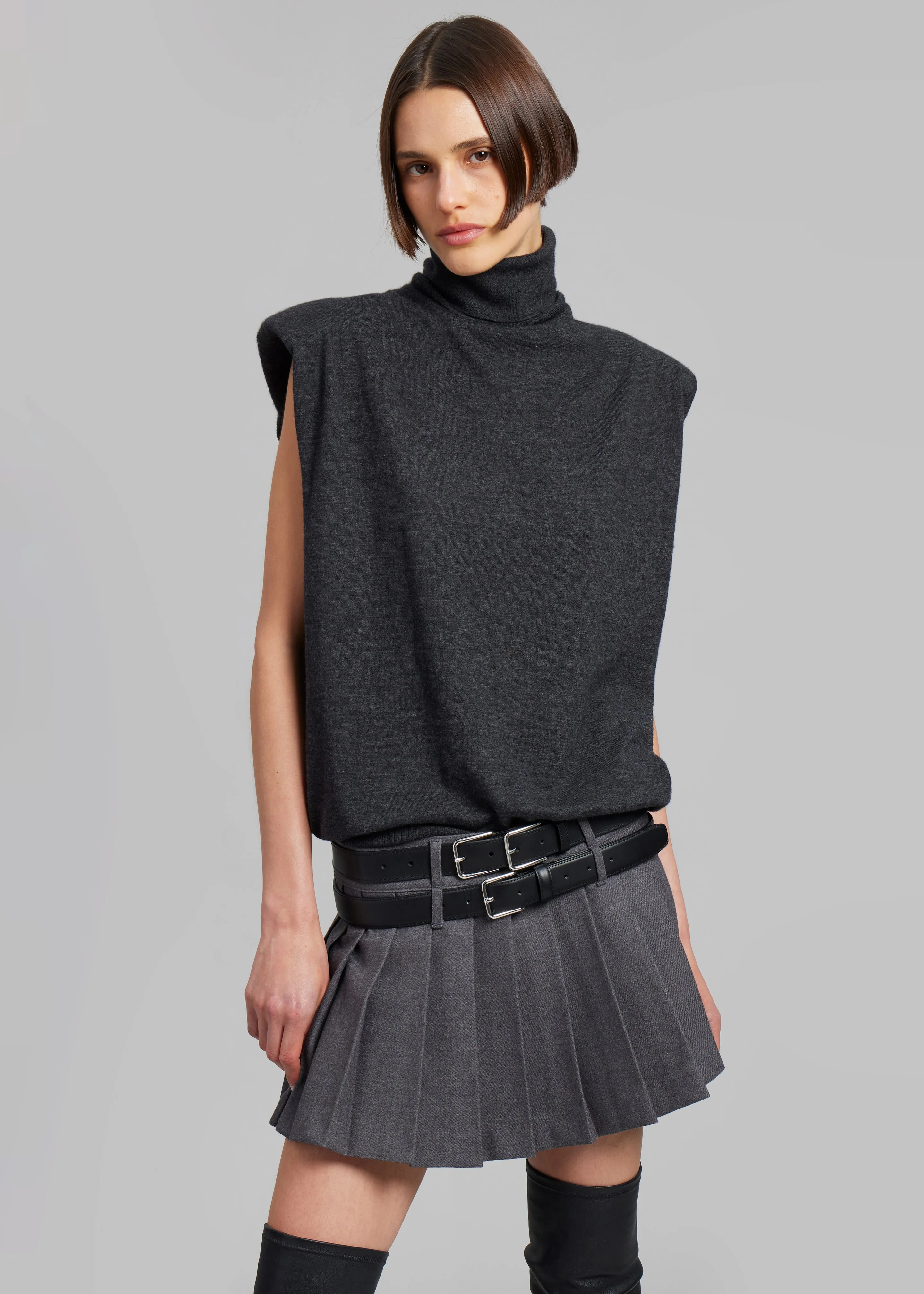 Blake Mini Pleated Skirt - Dark Grey Melange sold by Frankie Shop product image thumbnail 3
