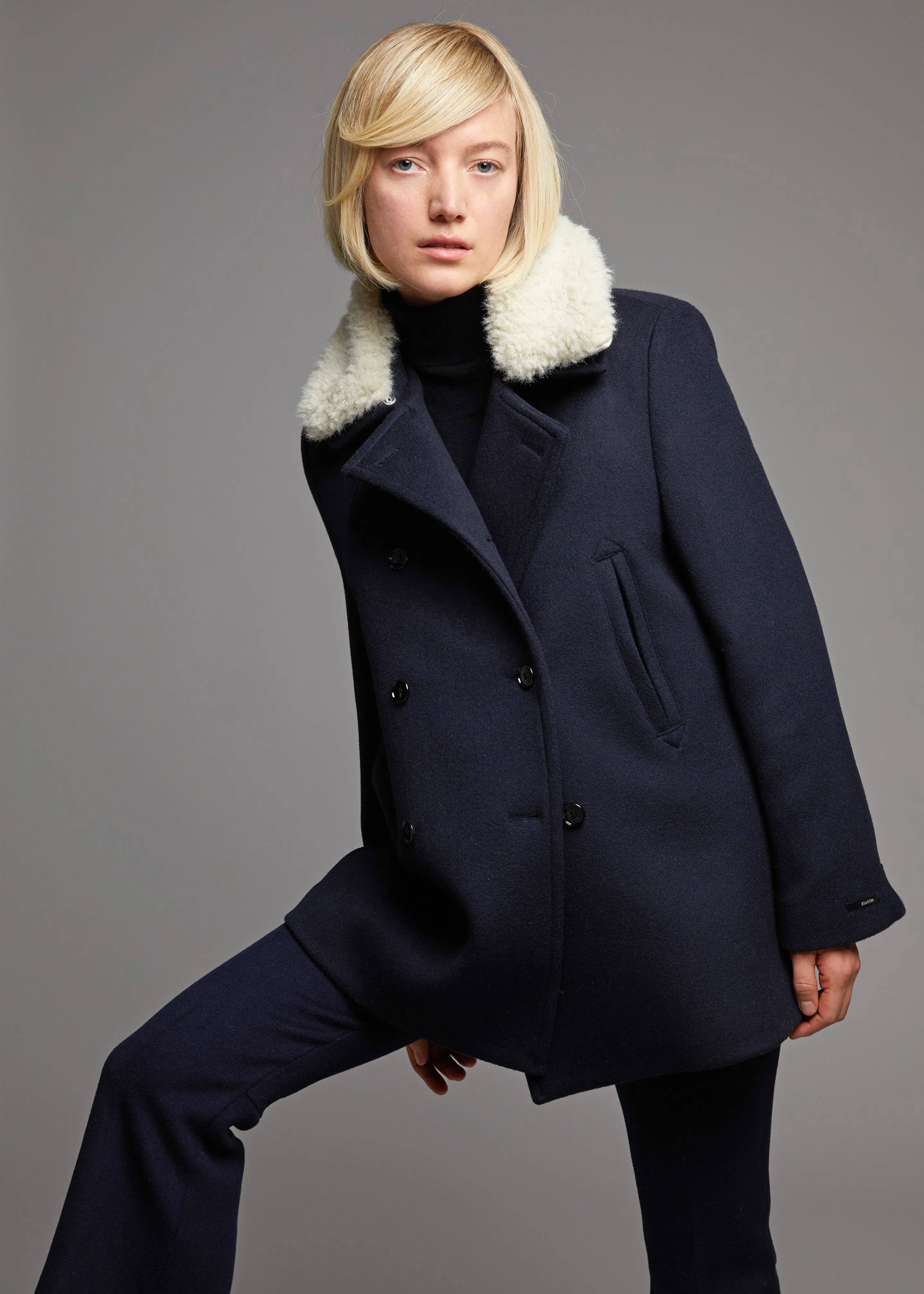 Kimmo Faux Fur Collar Peacoat - Navy sold by Frankie Shop product image thumbnail 2